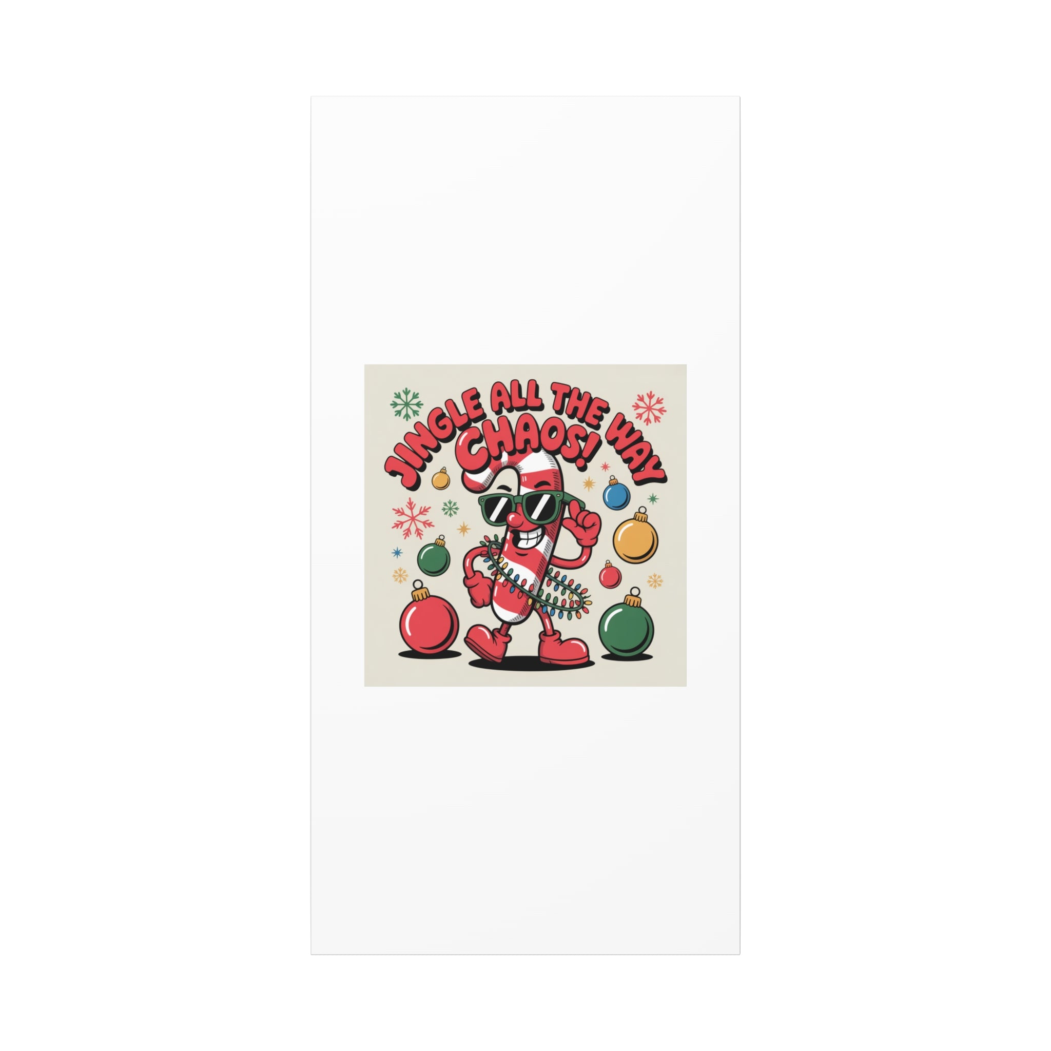 Jingle All The Way Chaos Candy Cane Canvas | ugly Christmas sweater, festive gag sweater