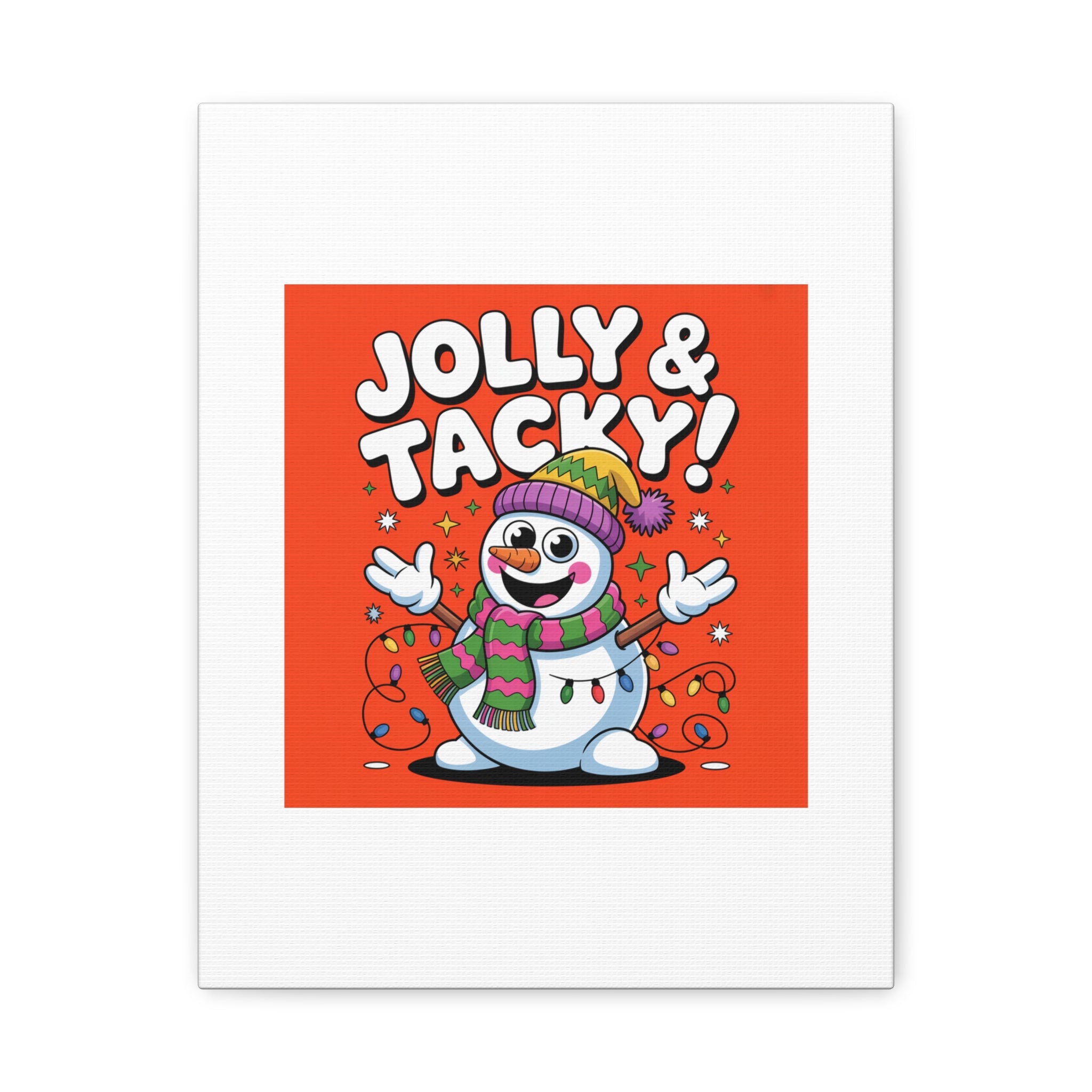 Jolly & Tacky Snowman Matte Canvas | ugly Christmas sweater novelty, festive gag