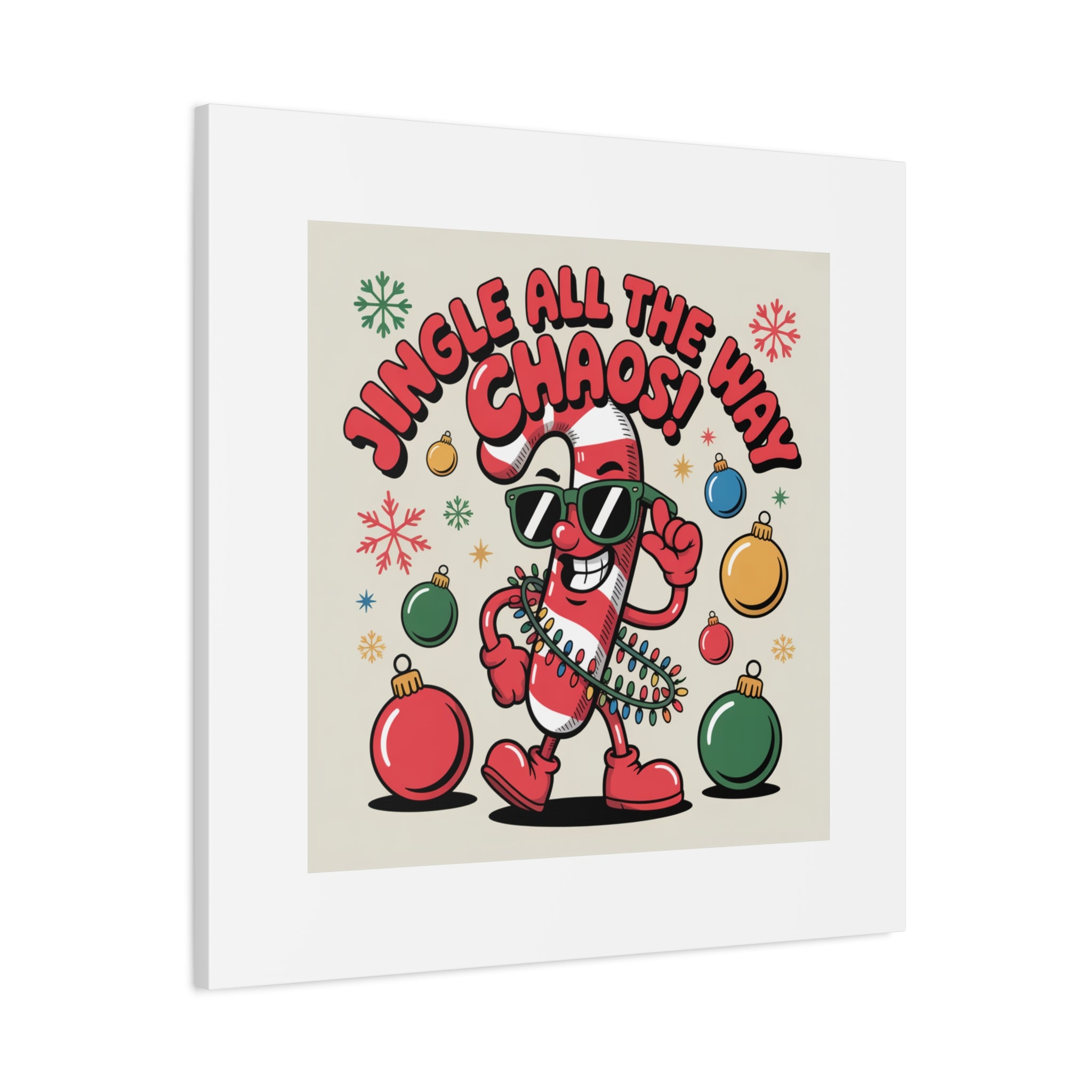 Jingle All The Way Chaos Candy Cane Canvas | ugly Christmas sweater, festive gag sweater