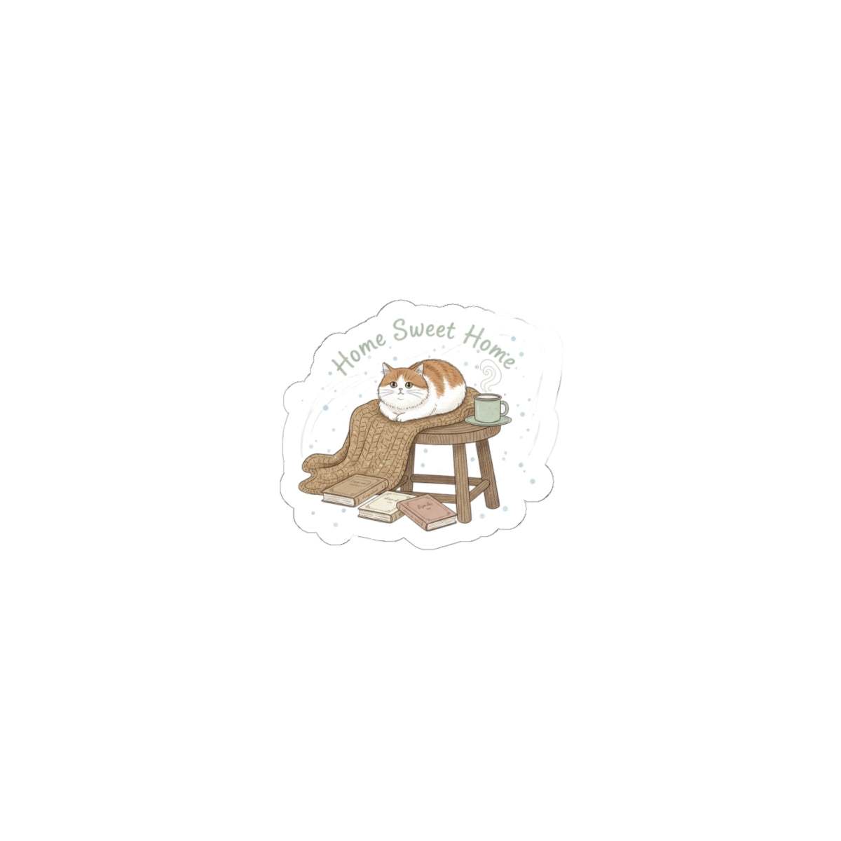 Home Sweet Home Sticker | Introvert Homebody Winter, Cozy Cat Booklover