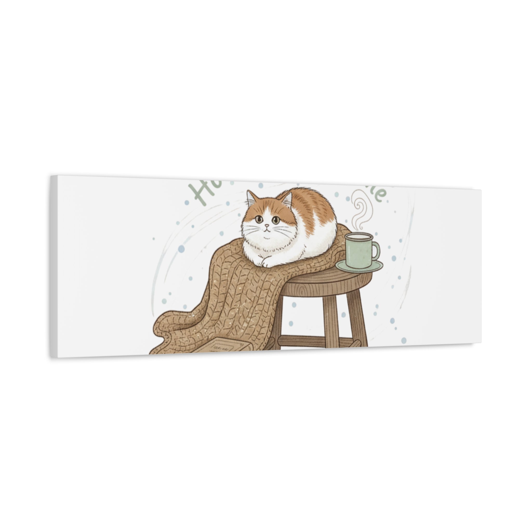 Home Sweet Home cat print Canvas | introvert homebody decor, cozy winter wall art