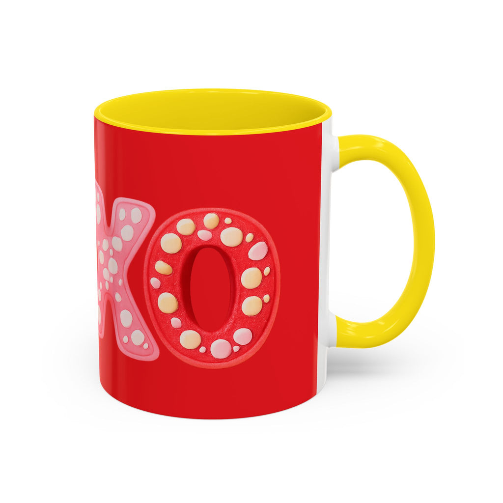 XO Valentine Coffee Mug — Red Accent Romantic Ceramic Mug