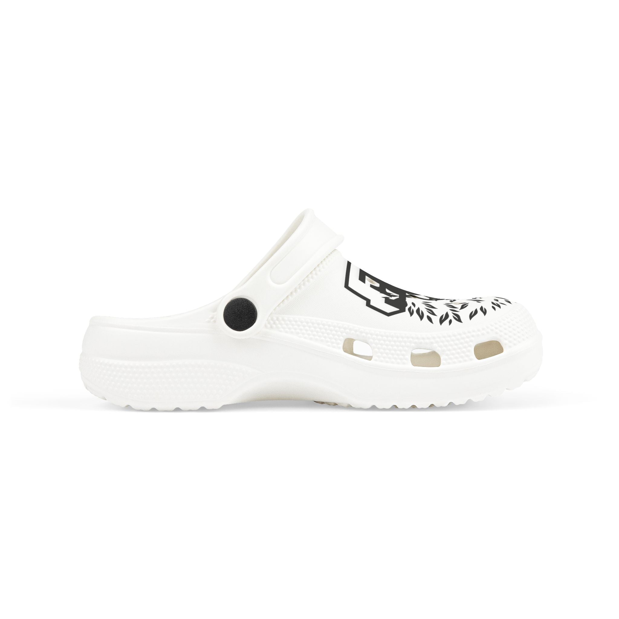 Kids' White EVA Foam Clogs with Graffiti 'GROW' Design