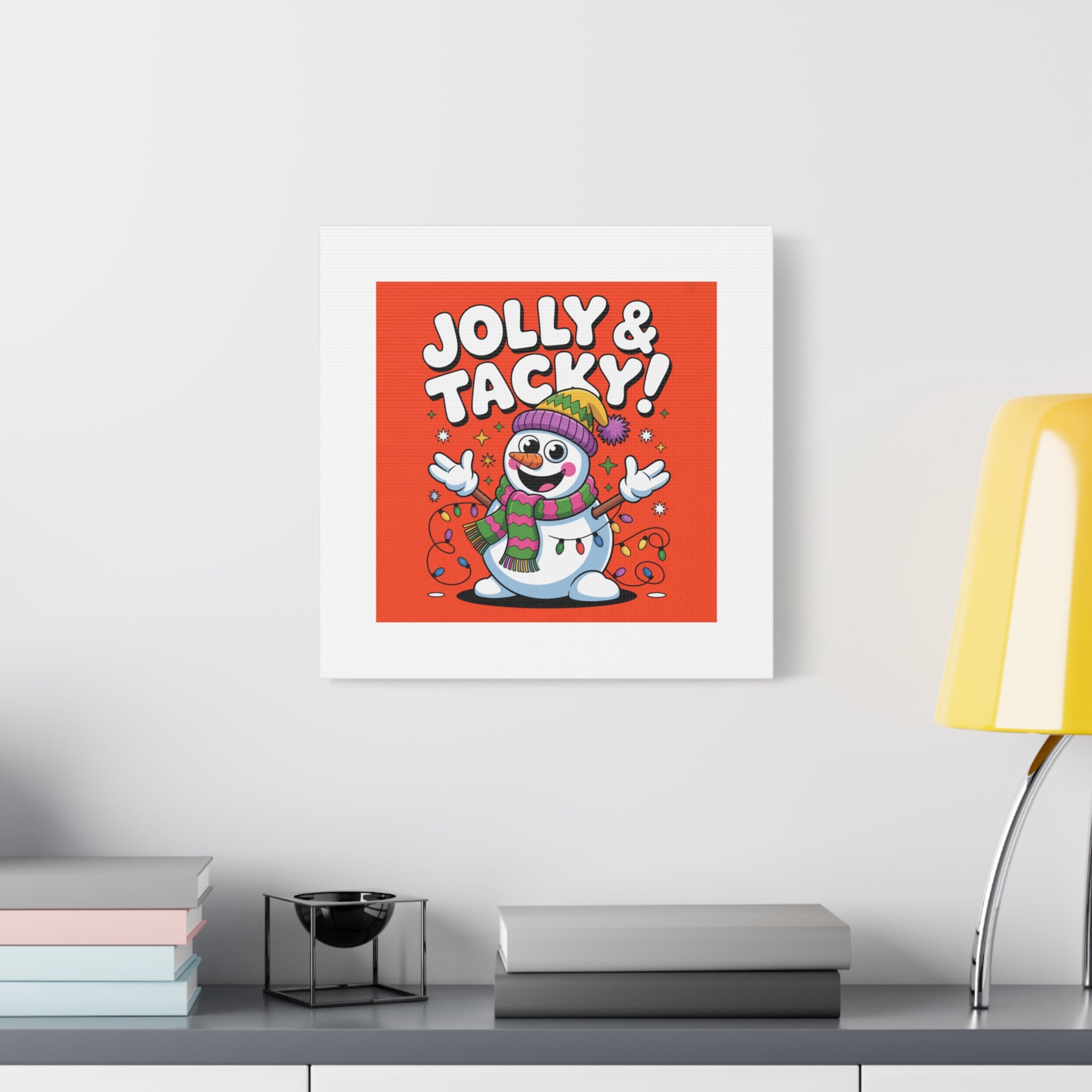 Jolly & Tacky Snowman Matte Canvas | ugly Christmas sweater novelty, festive gag