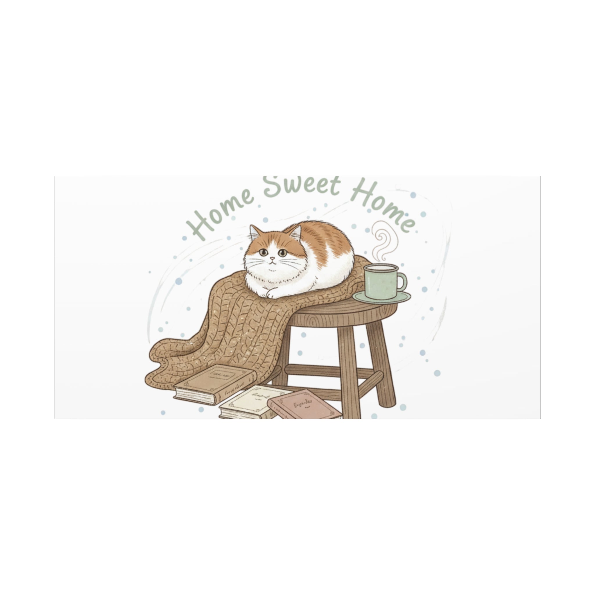 Home Sweet Home cat print Canvas | introvert homebody decor, cozy winter wall art