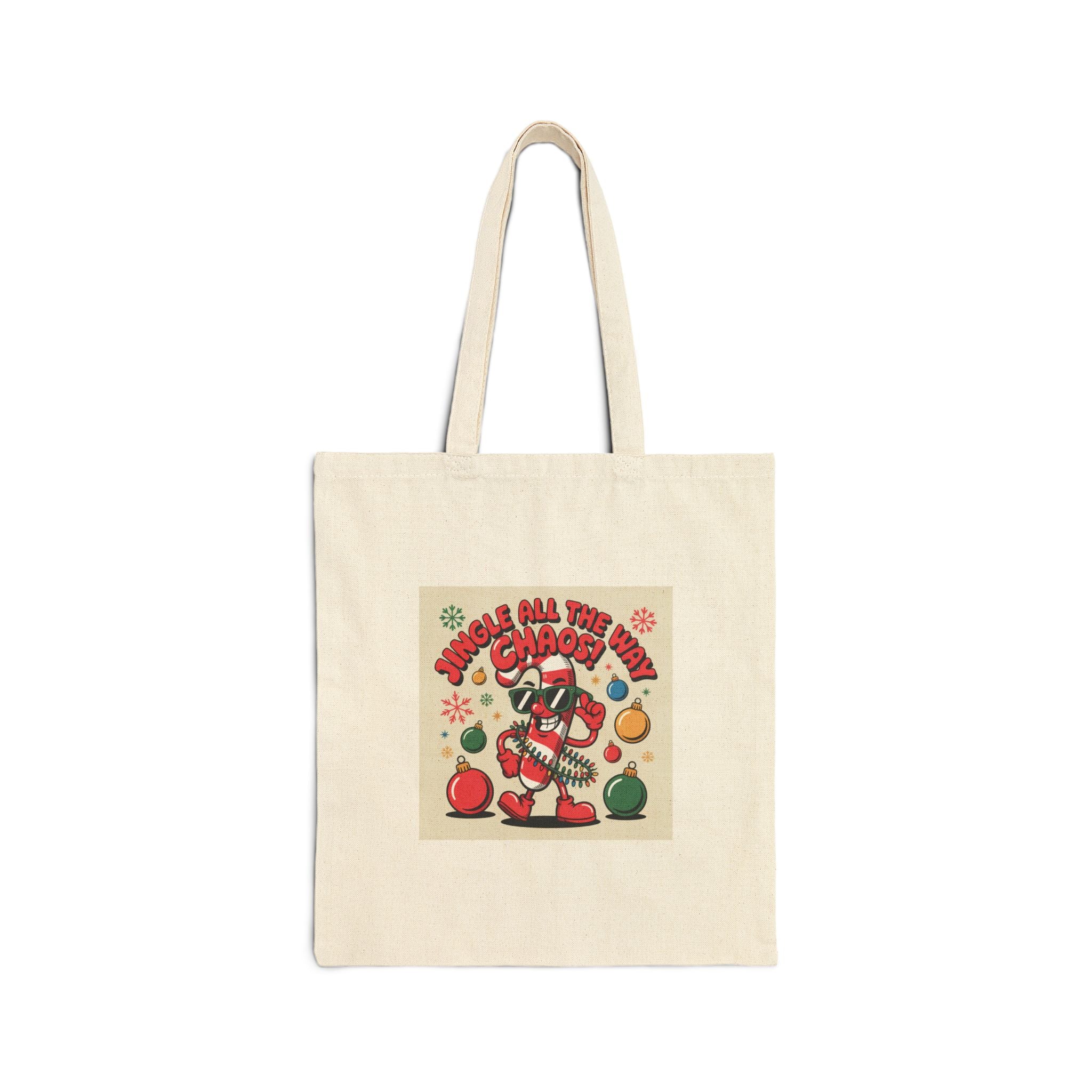 Tacky Candy Cane Chaos Tote | ugly Christmas sweater, festive gag holiday