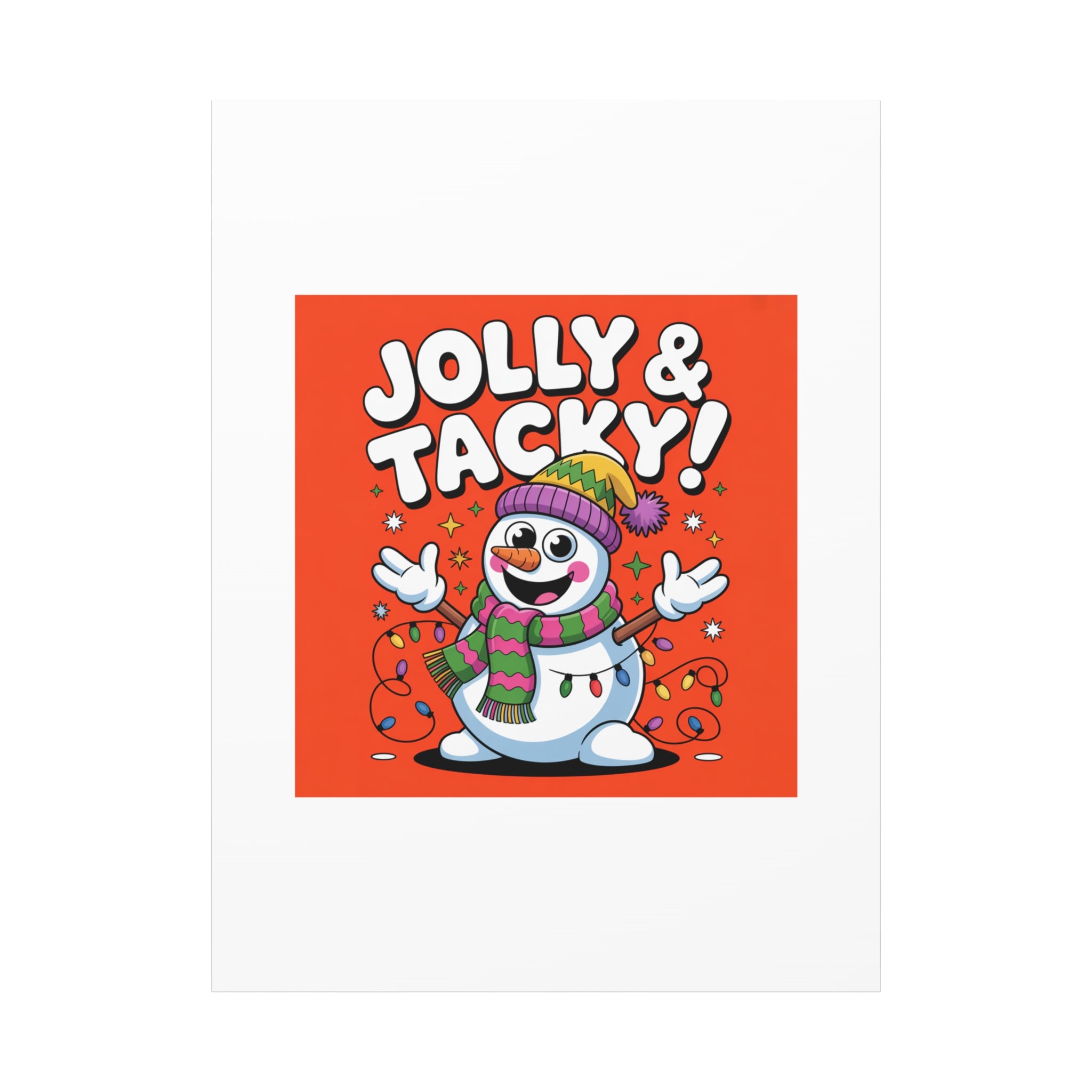 Jolly & Tacky Snowman Matte Canvas | ugly Christmas sweater novelty, festive gag