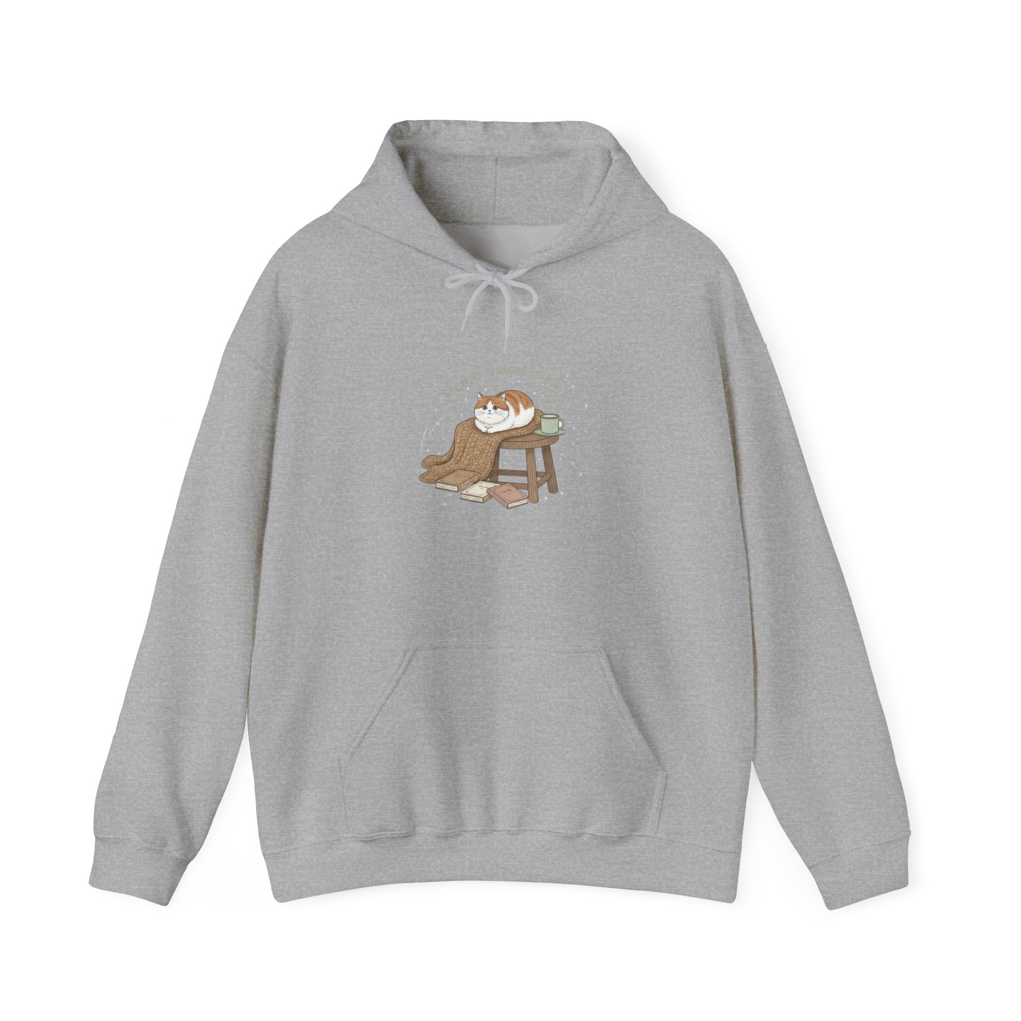 cozy homebody cat with book Hoodie | introvert sweater, book lover hoodie
