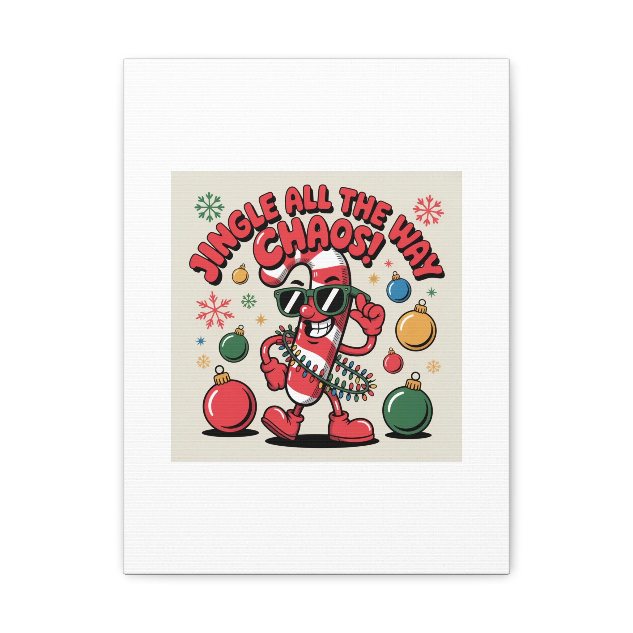 Jingle All The Way Chaos Candy Cane Canvas | ugly Christmas sweater, festive gag sweater