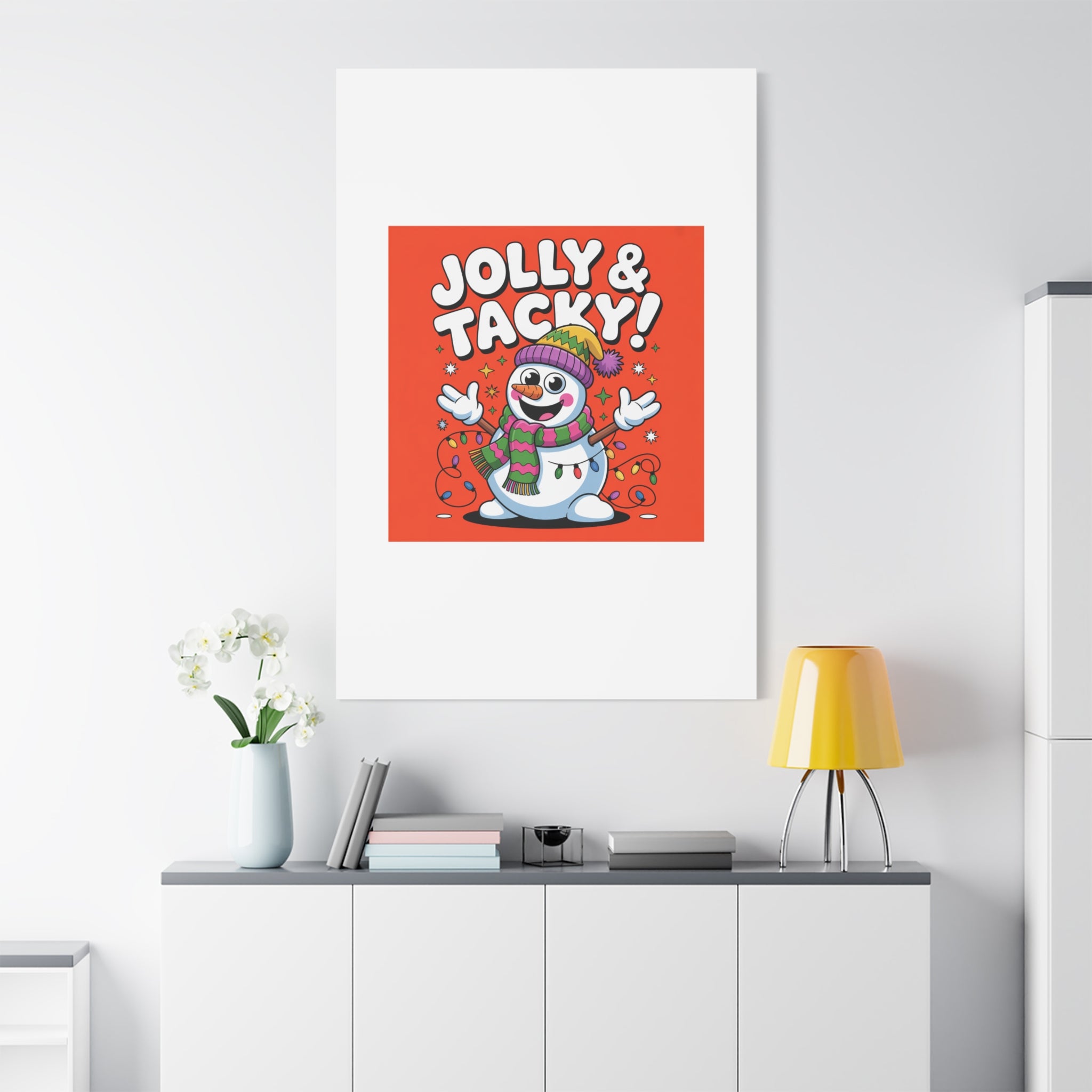 Jolly & Tacky Snowman Matte Canvas | ugly Christmas sweater novelty, festive gag