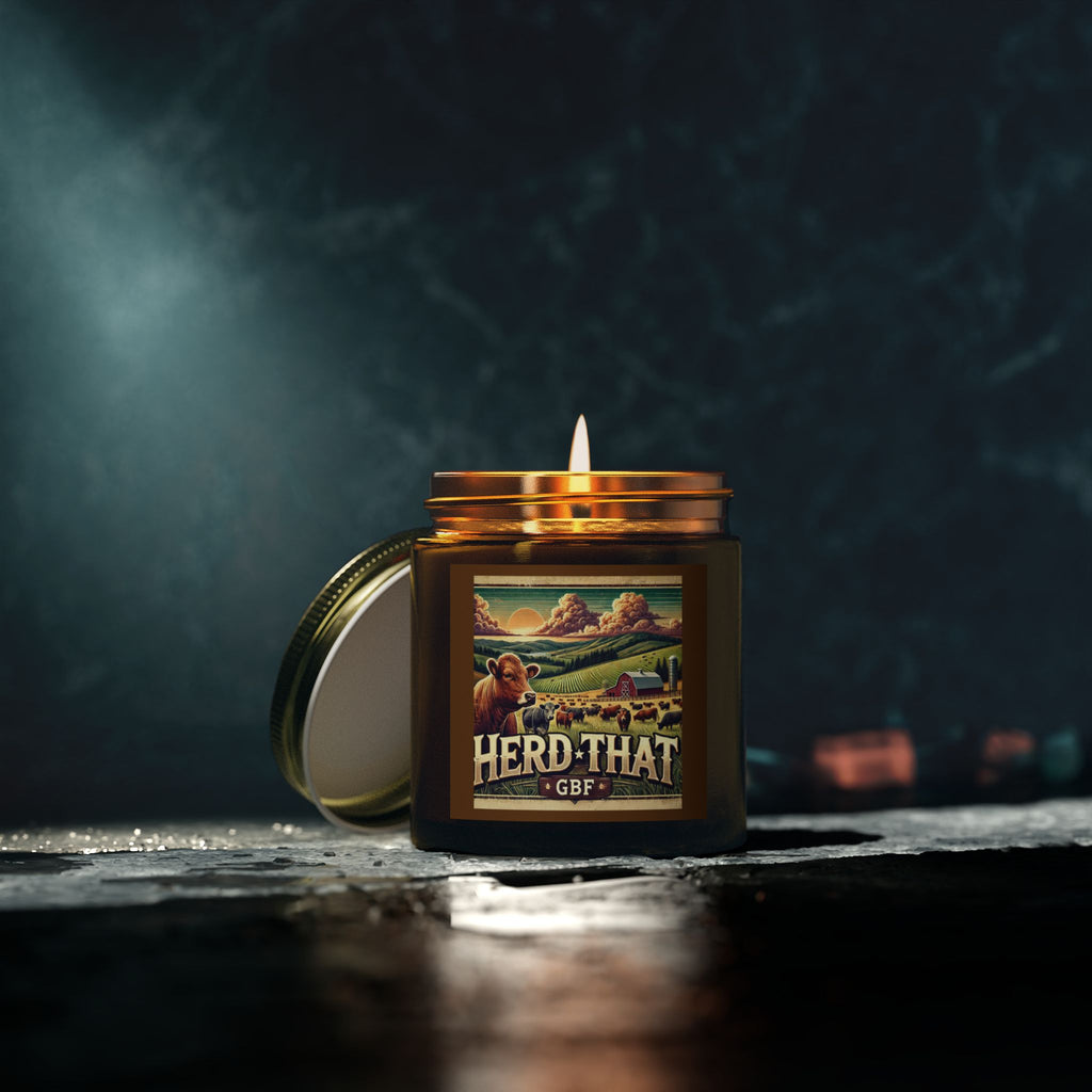 Candle with Rustic Herd Design | Scented Coconut Apricot, Unique Gift for Farmhouse Decor, Home Fragrance, Relaxation, Cow Theme