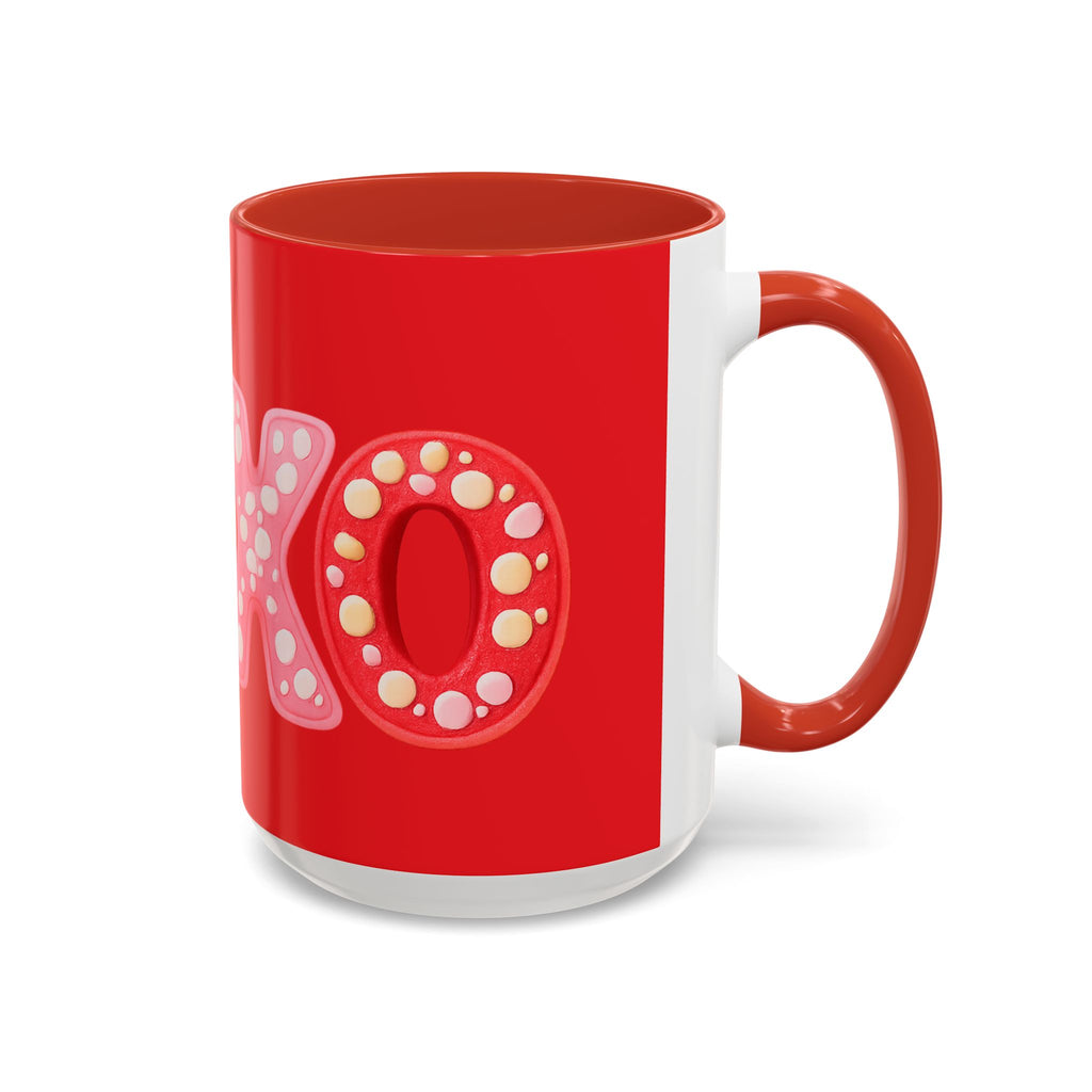 XO Valentine Coffee Mug — Red Accent Romantic Ceramic Mug