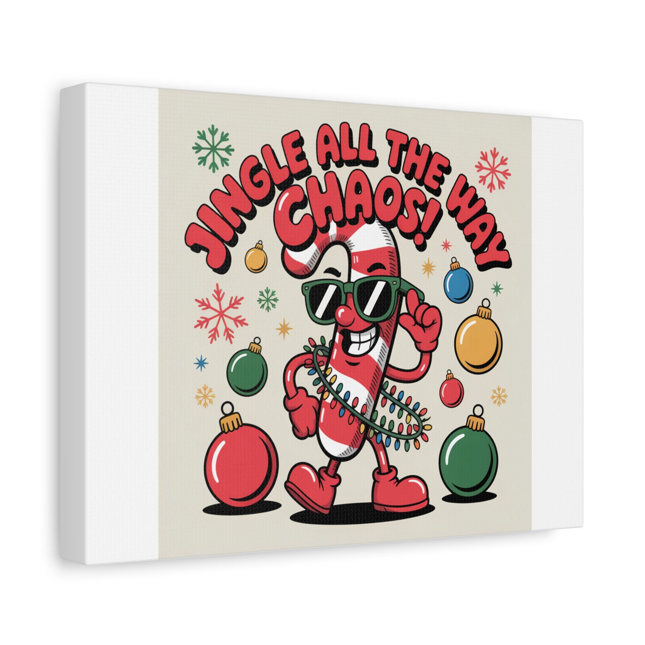 Jingle All The Way Chaos Candy Cane Canvas | ugly Christmas sweater, festive gag sweater