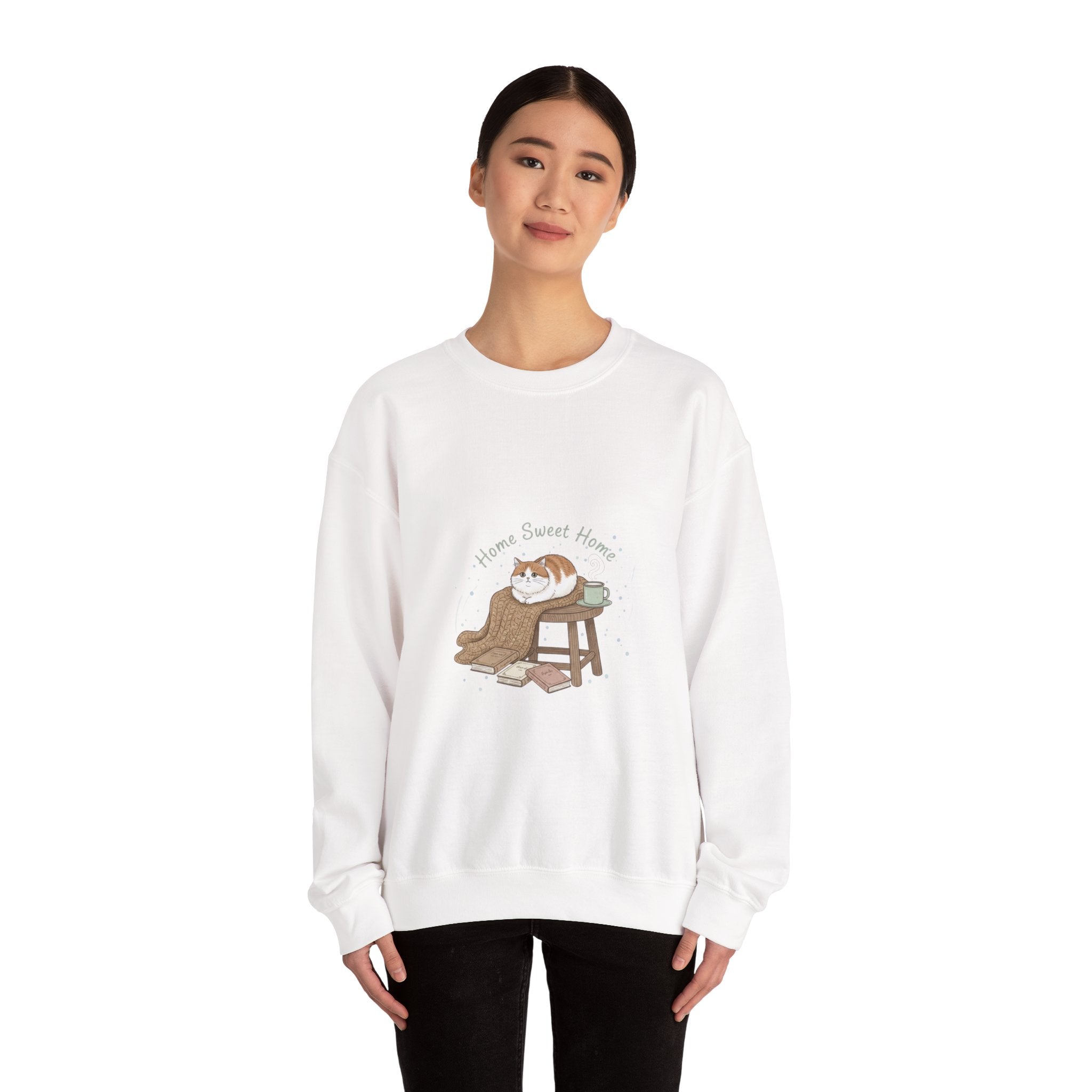 Home Sweet Home cat illustration Sweatshirt | introvert sweater, cozy winter shirt