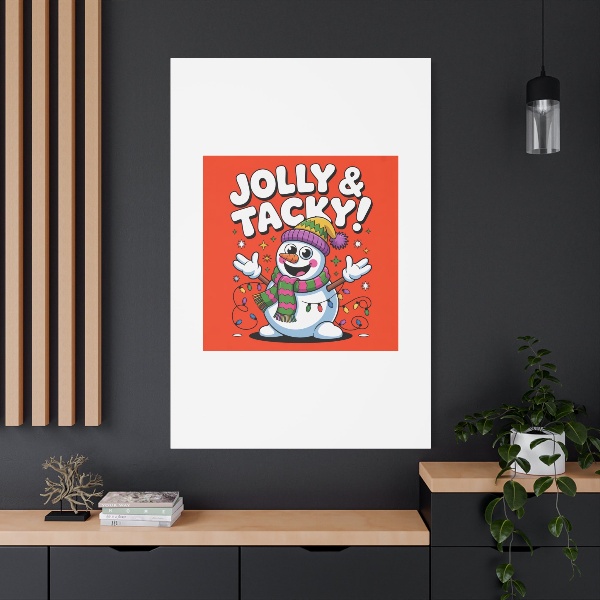 Jolly & Tacky Snowman Matte Canvas | ugly Christmas sweater novelty, festive gag