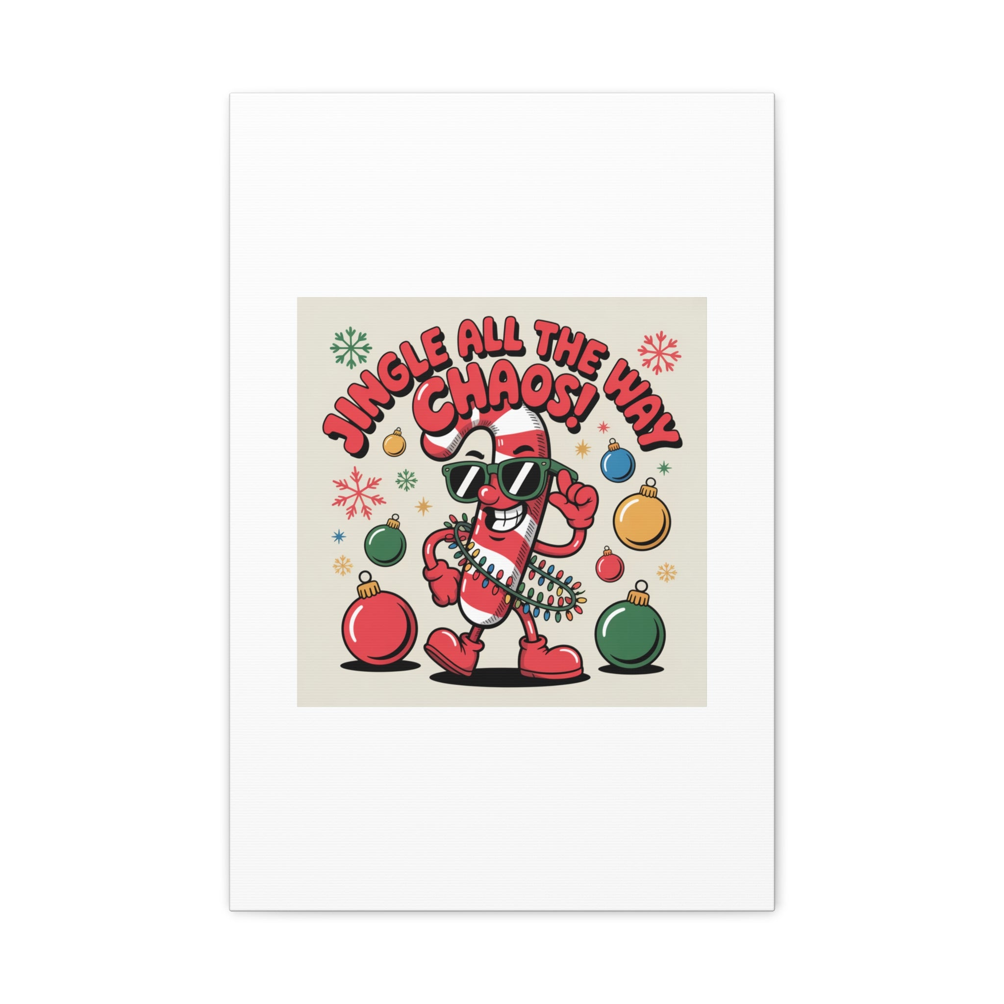 Jingle All The Way Chaos Candy Cane Canvas | ugly Christmas sweater, festive gag sweater