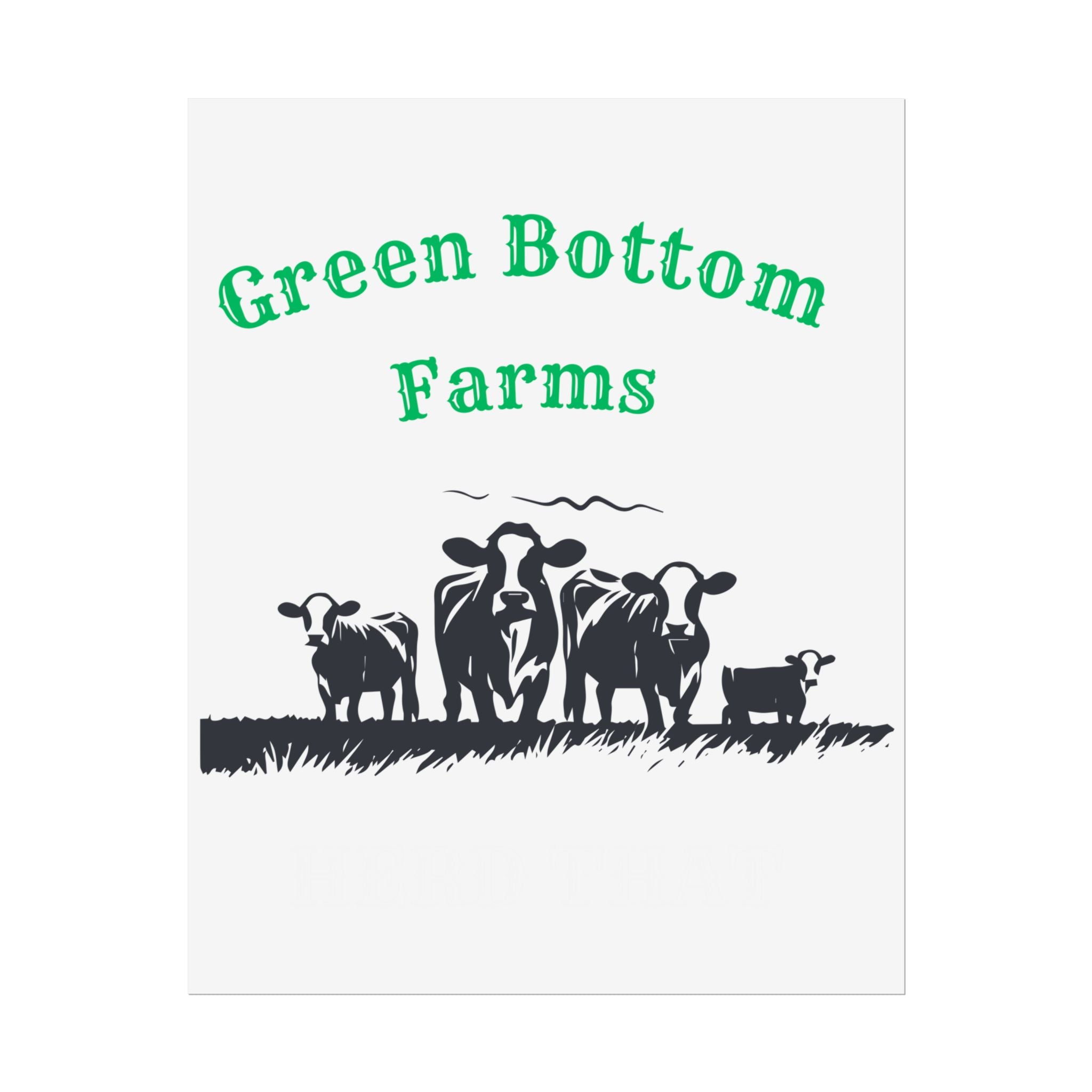 Farmhouse Rolled Posters, Cow Art Decor, Green Bottom Farms, Country Home, Rustic Wall Art, Farmhouse Decor, Animal Wall Prints