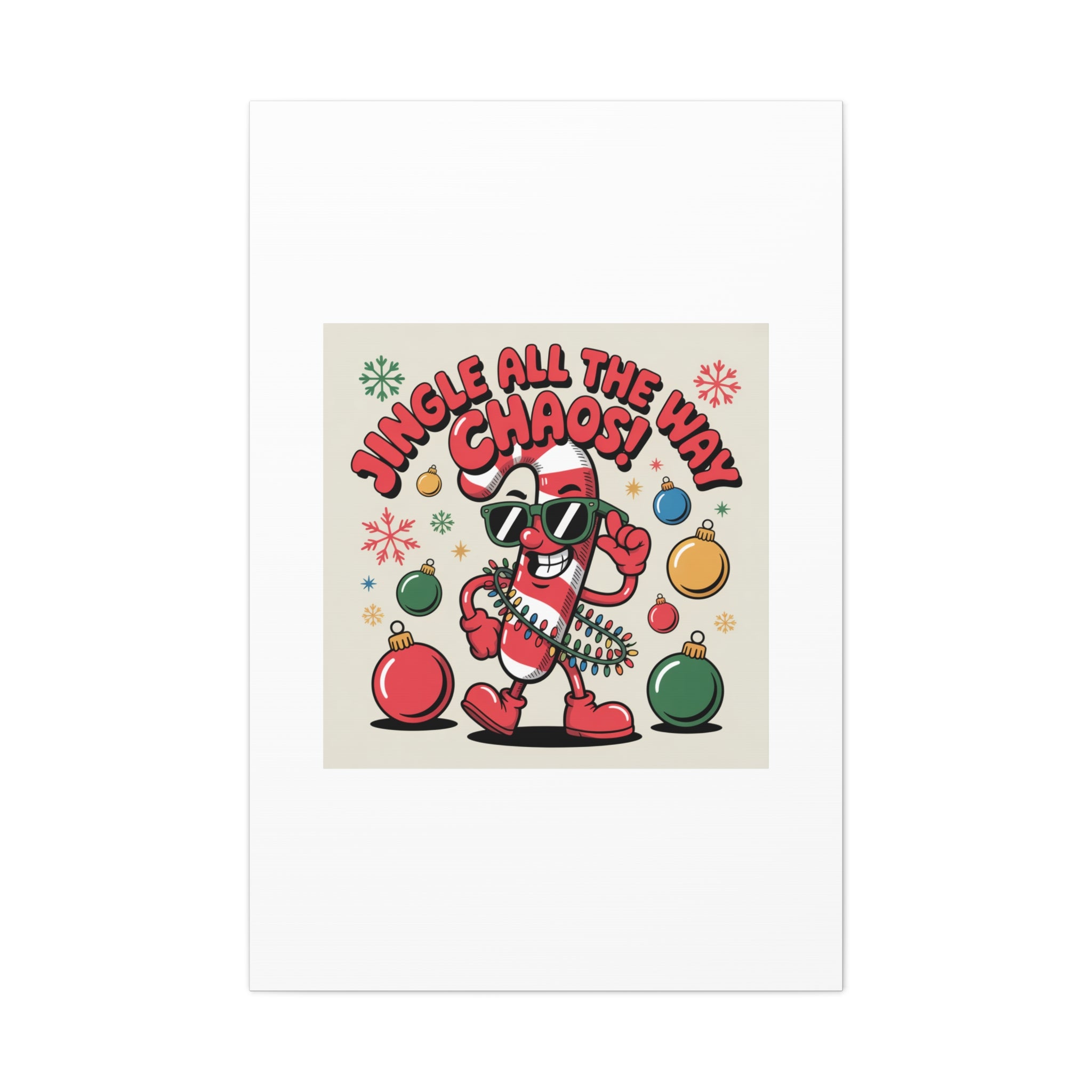 Jingle All The Way Chaos Candy Cane Canvas | ugly Christmas sweater, festive gag sweater