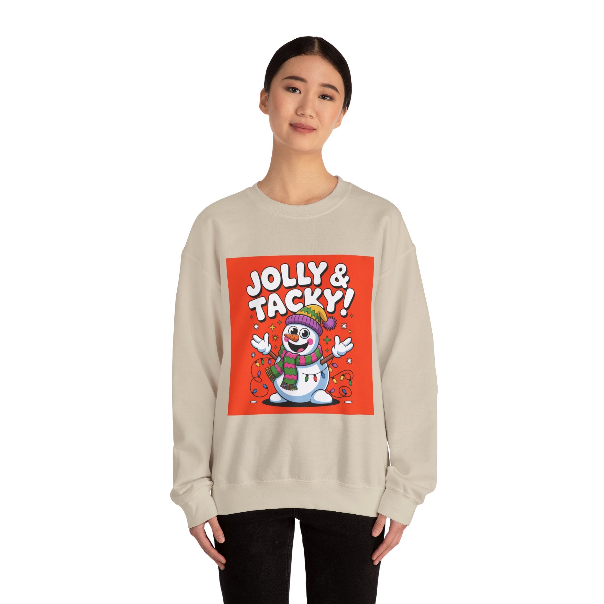 Jolly & Tacky Snowman Sweatshirt | ugly Christmas sweater, novelty holiday sweatshirt