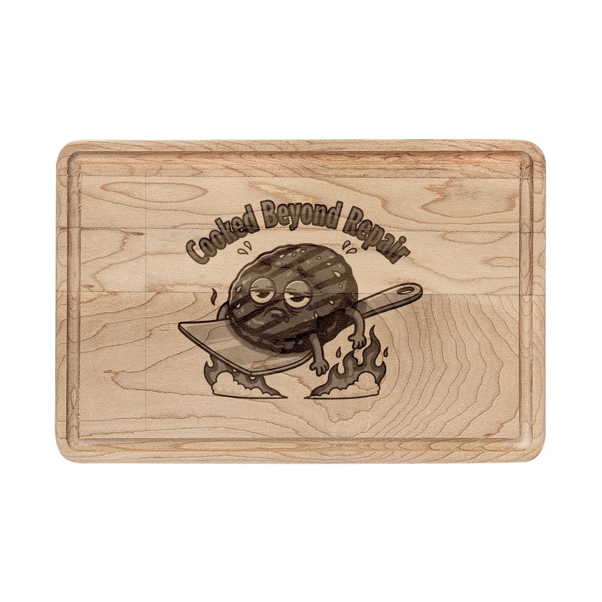 Engraved 'Cooked Beyond Repair' Wooden Cutting Board — Funny Kitchen Gift