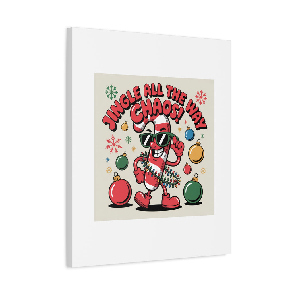 Jingle All The Way Chaos Candy Cane Canvas | ugly Christmas sweater, festive gag sweater