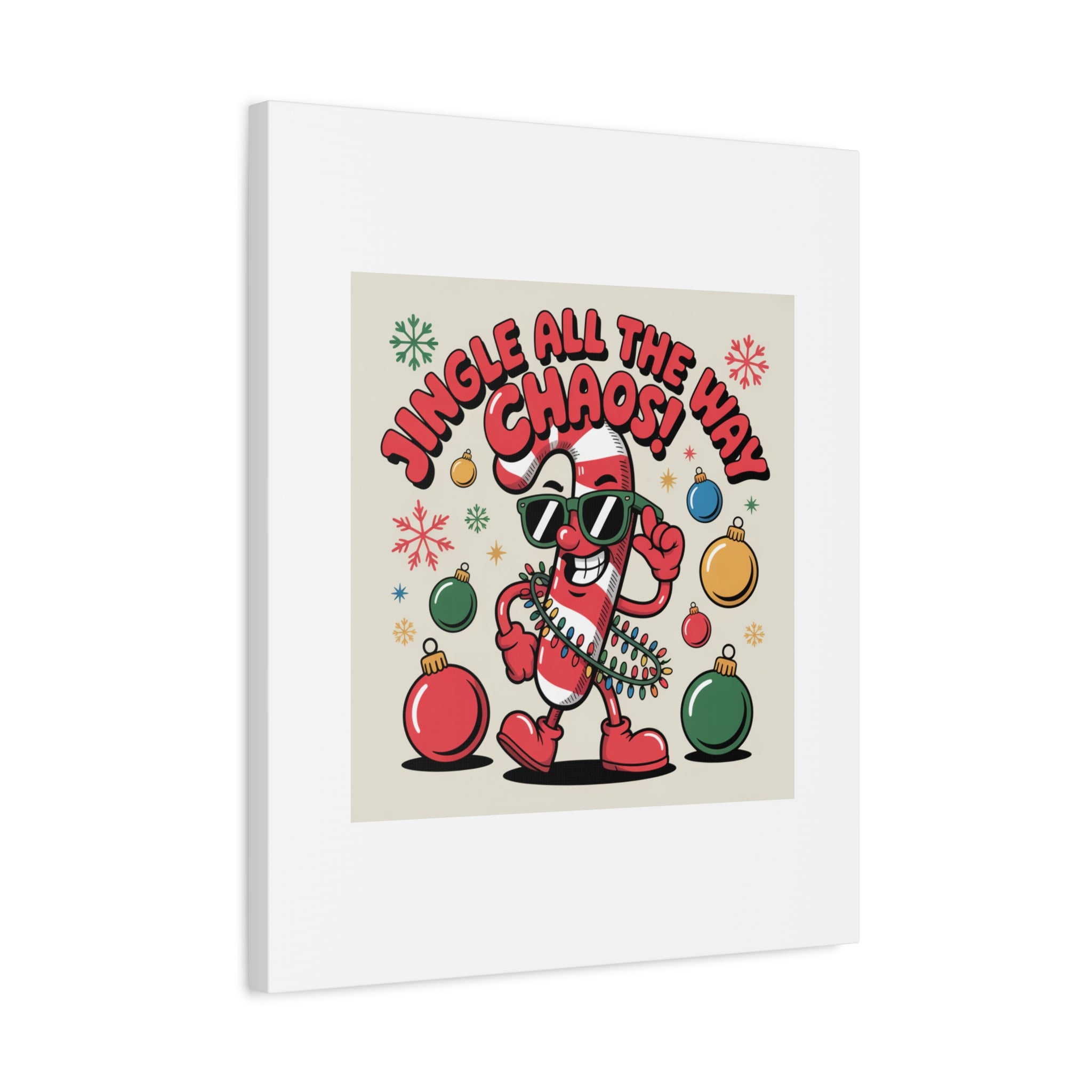 Jingle All The Way Chaos Candy Cane Canvas | ugly Christmas sweater, festive gag sweater