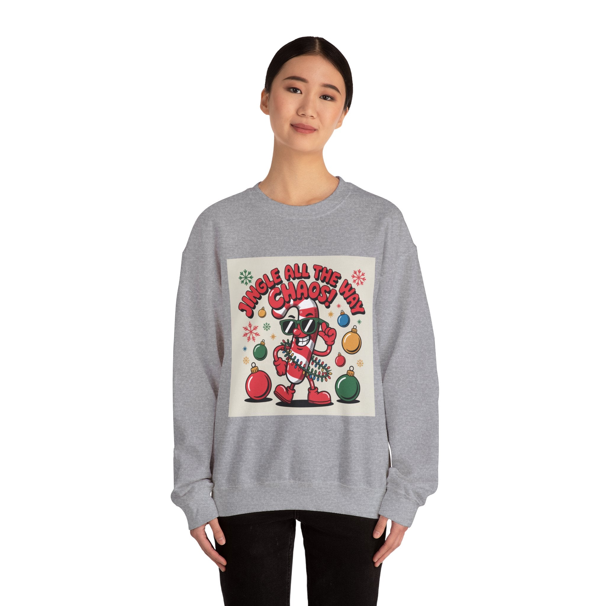 Jingle All the Chaos ugly Christmas sweater sweatshirt | festive gag sweater