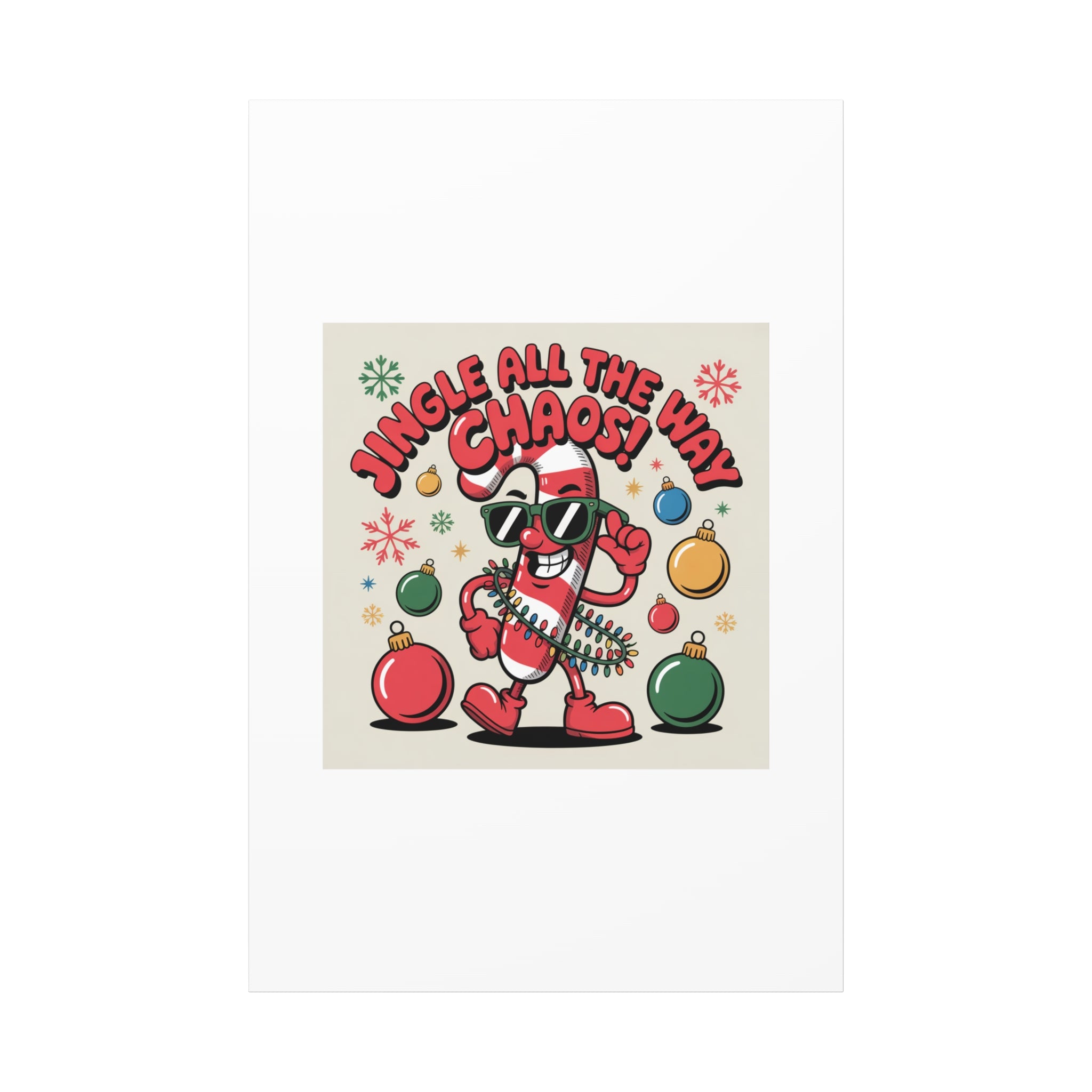 Jingle All The Way Chaos Candy Cane Canvas | ugly Christmas sweater, festive gag sweater