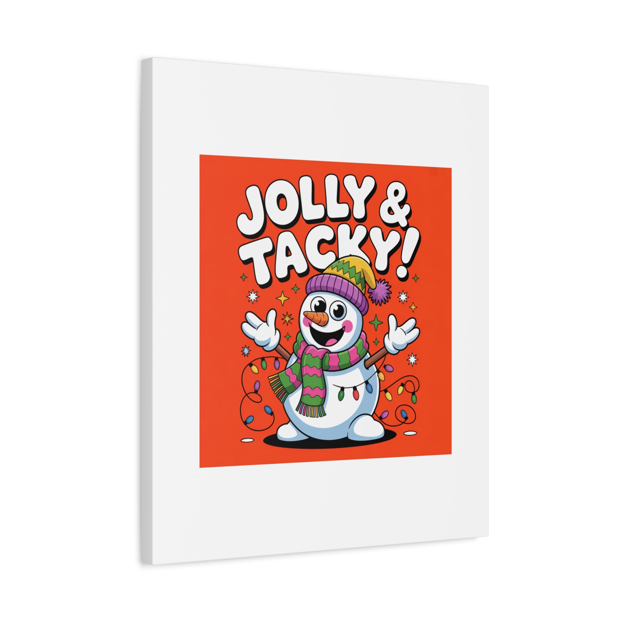 Jolly & Tacky Snowman Matte Canvas | ugly Christmas sweater novelty, festive gag