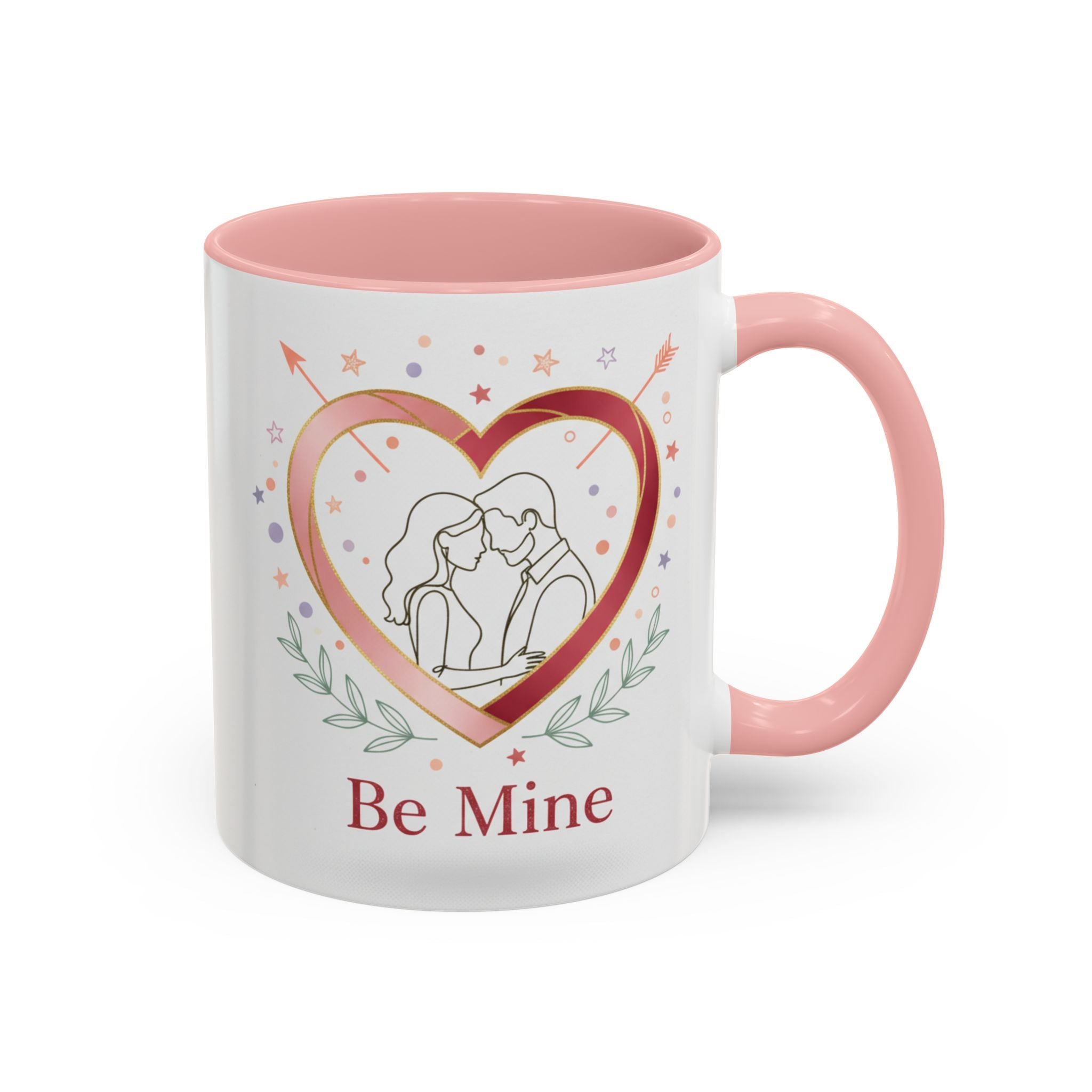 Be Mine Heart Couple Accent Coffee Mug — Romantic Valentine’s Gift (11/15oz)