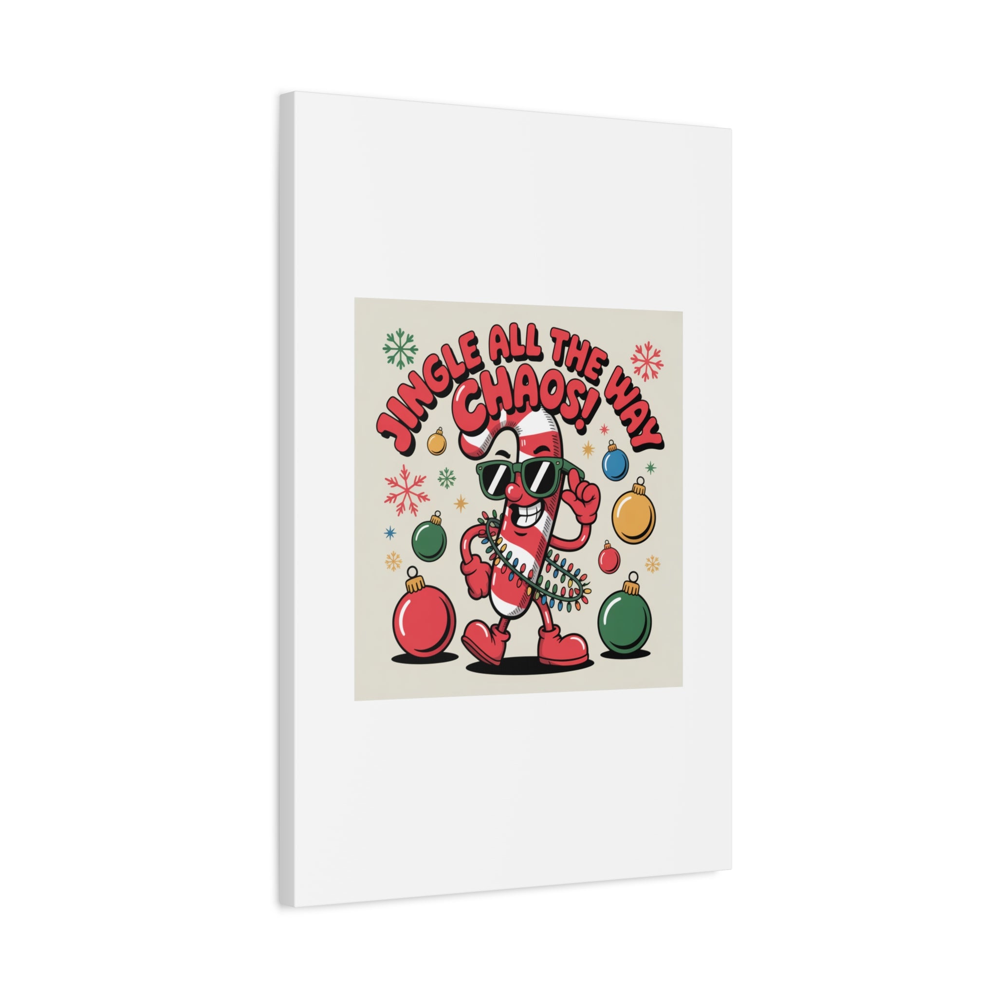Jingle All The Way Chaos Candy Cane Canvas | ugly Christmas sweater, festive gag sweater