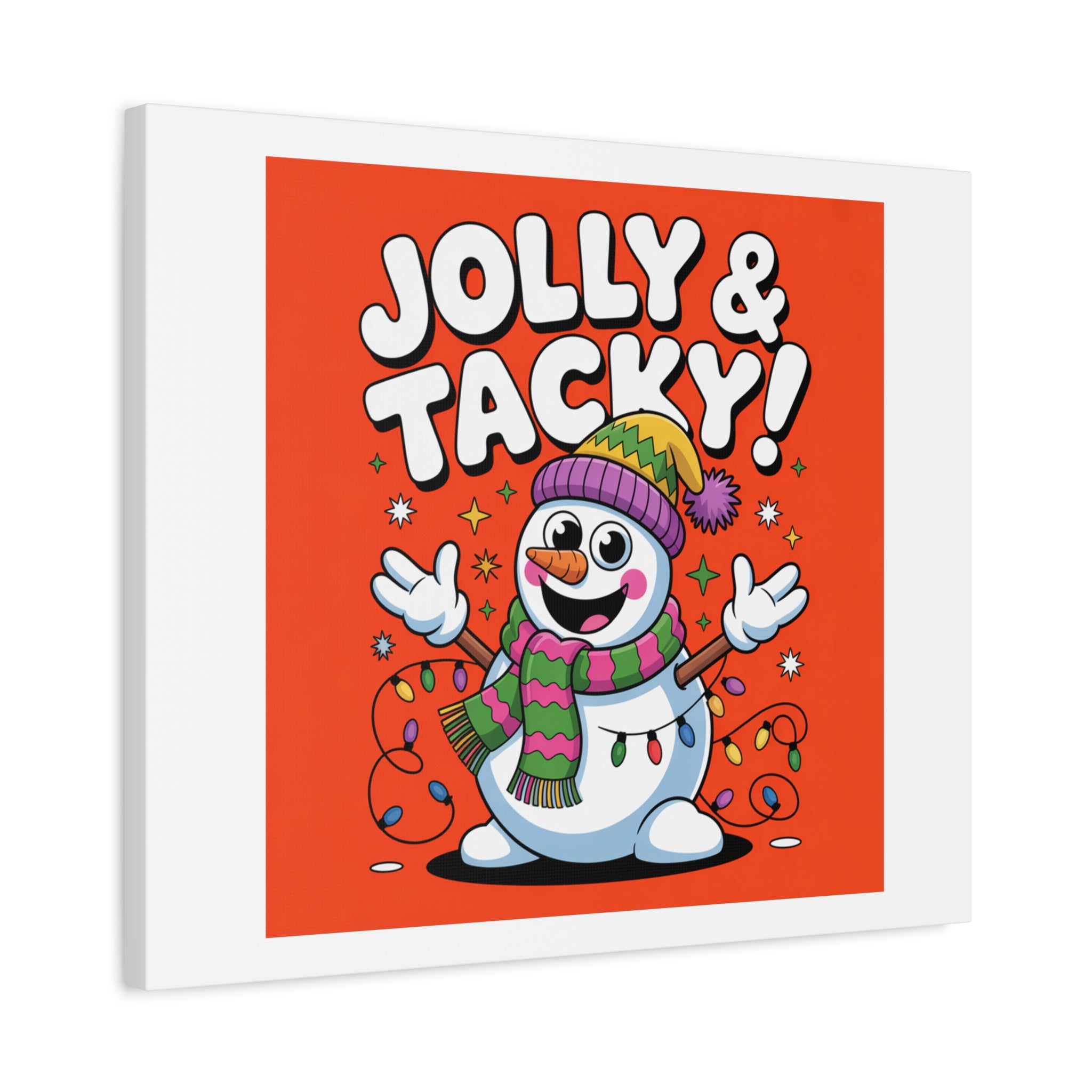 Jolly & Tacky Snowman Matte Canvas | ugly Christmas sweater novelty, festive gag