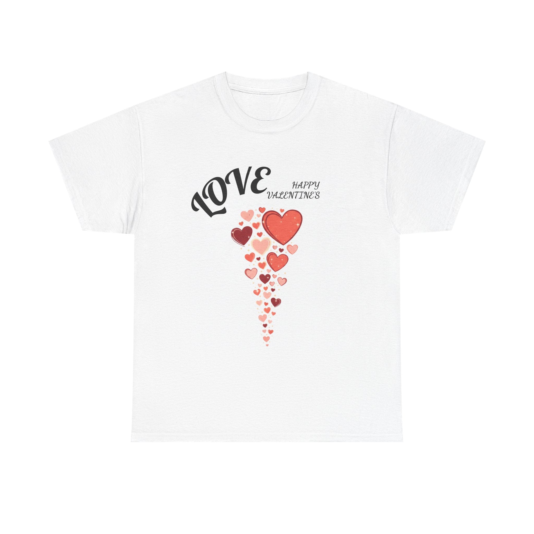 Valentine's Day Love Hearts Tee — "Love" Happy Valentine's Graphic T-Shirt