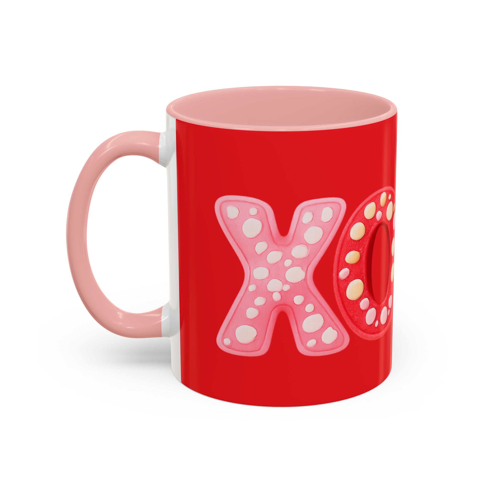 XO Valentine Coffee Mug — Red Accent Romantic Ceramic Mug