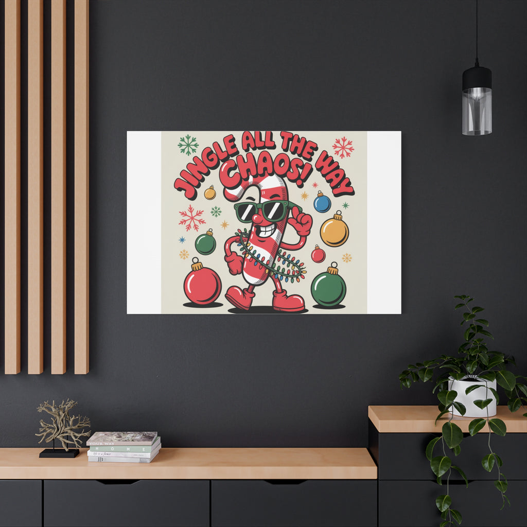 Jingle All The Way Chaos Candy Cane Canvas | ugly Christmas sweater, festive gag sweater