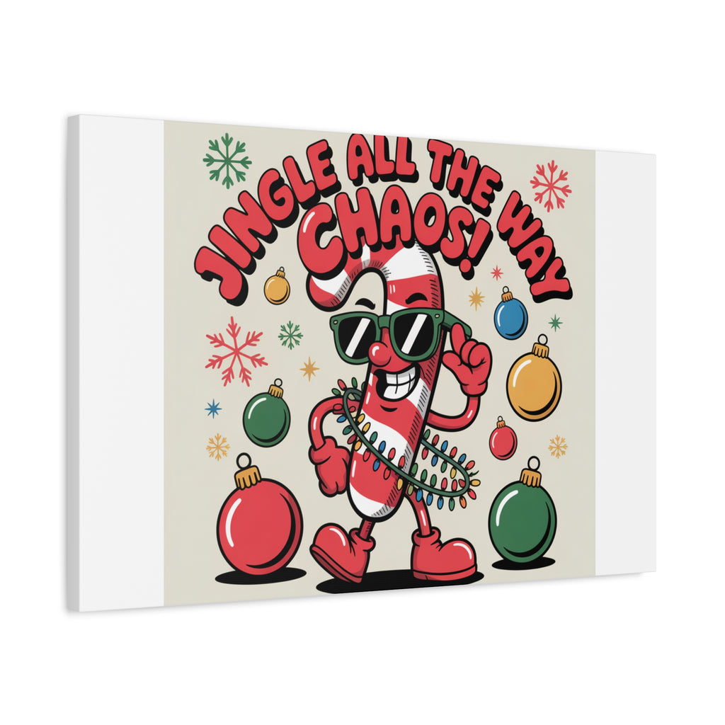 Jingle All The Way Chaos Candy Cane Canvas | ugly Christmas sweater, festive gag sweater