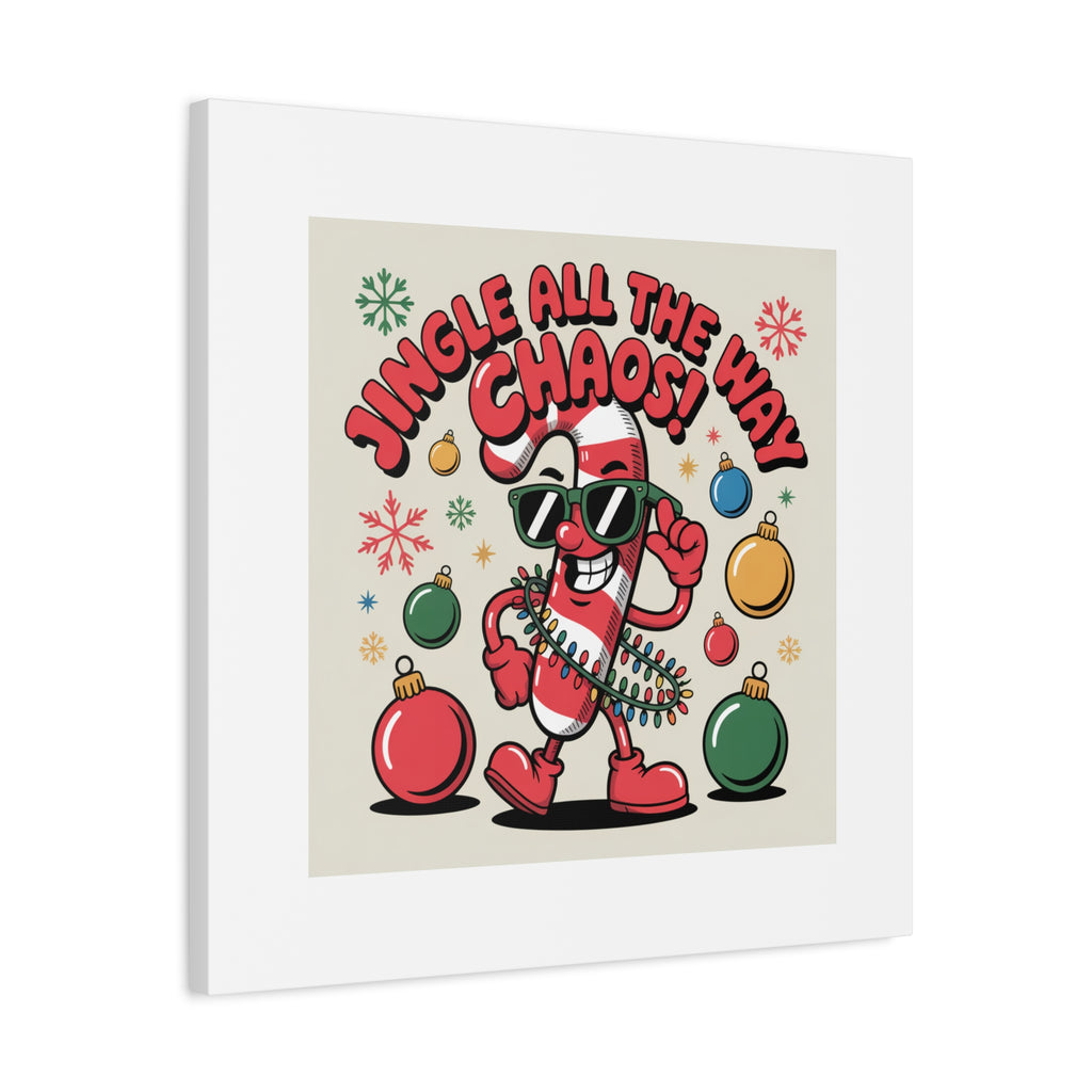 Jingle All The Way Chaos Candy Cane Canvas | ugly Christmas sweater, festive gag sweater