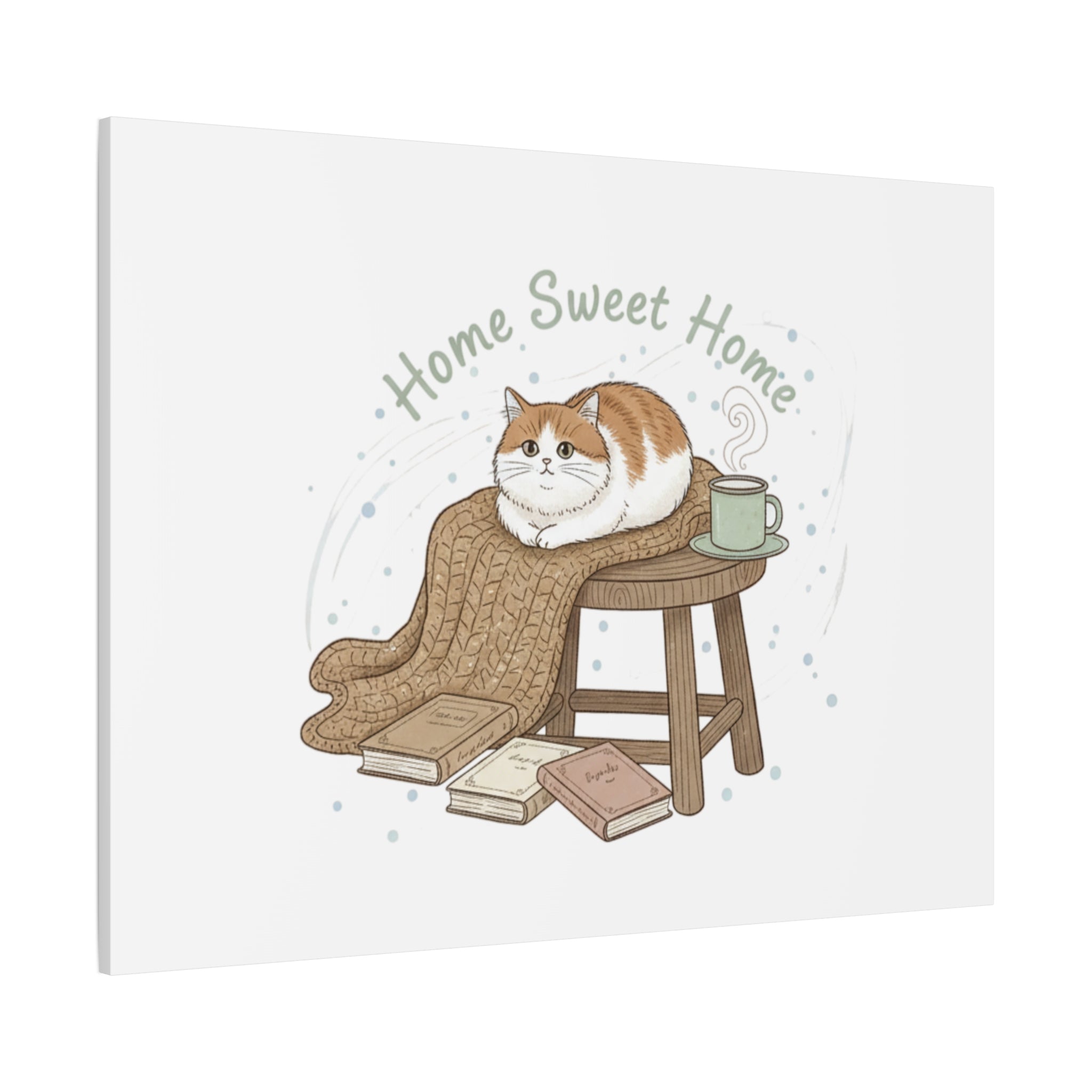 Home Sweet Home cat print Canvas | introvert homebody decor, cozy winter wall art