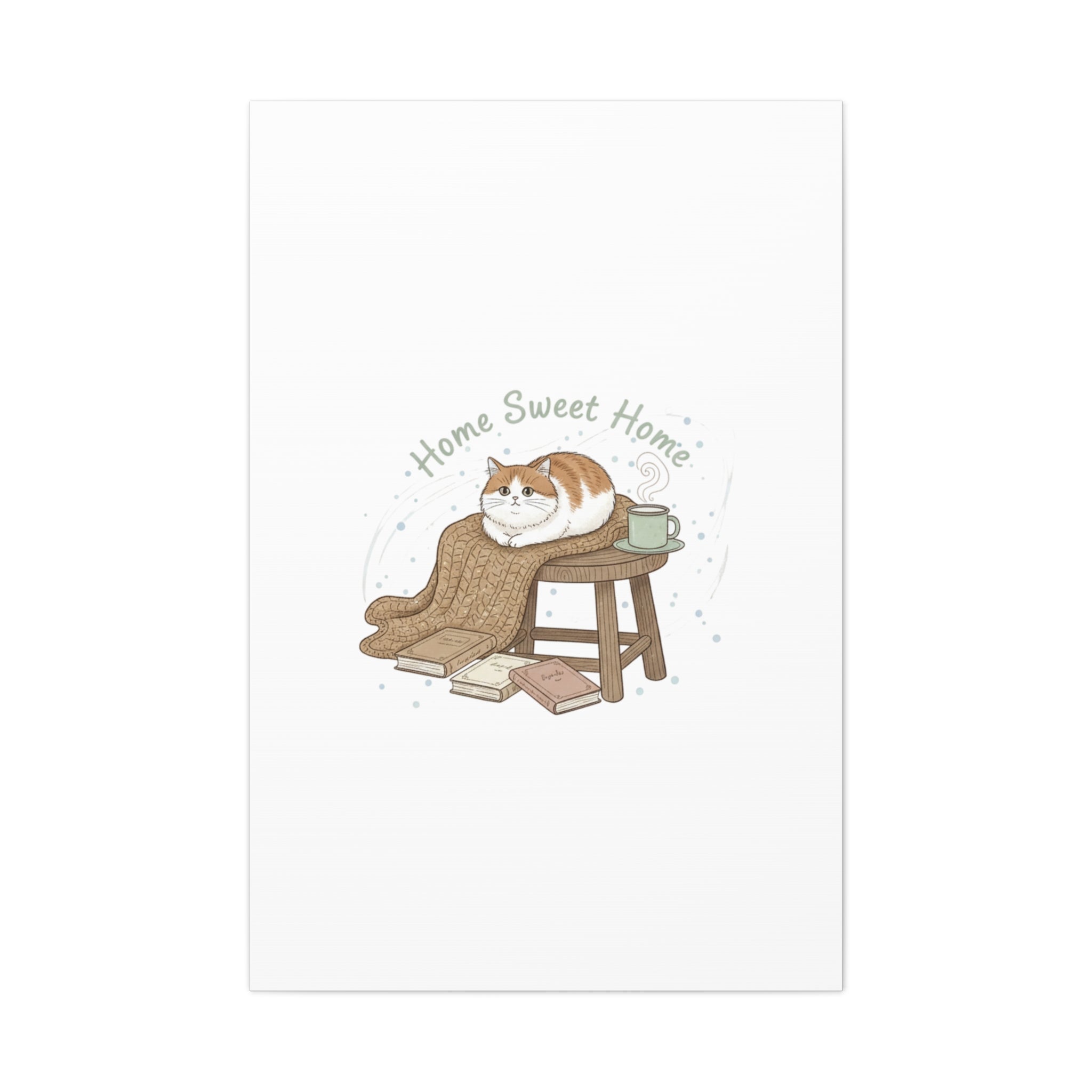 Home Sweet Home cat print Canvas | introvert homebody decor, cozy winter wall art