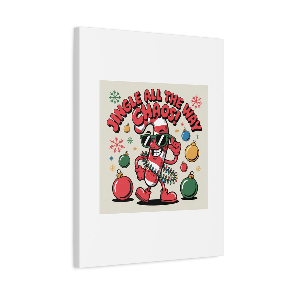 Jingle All The Way Chaos Candy Cane Canvas | ugly Christmas sweater, festive gag sweater