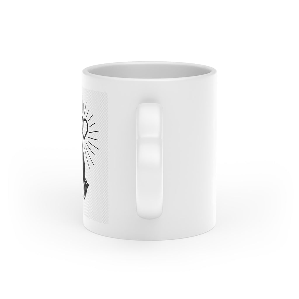 Heart-Shaped Mug - Minimalist Black Heart Sunray Ceramic Coffee Cup | Romantic Gift for Valentine’s & Anniversaries