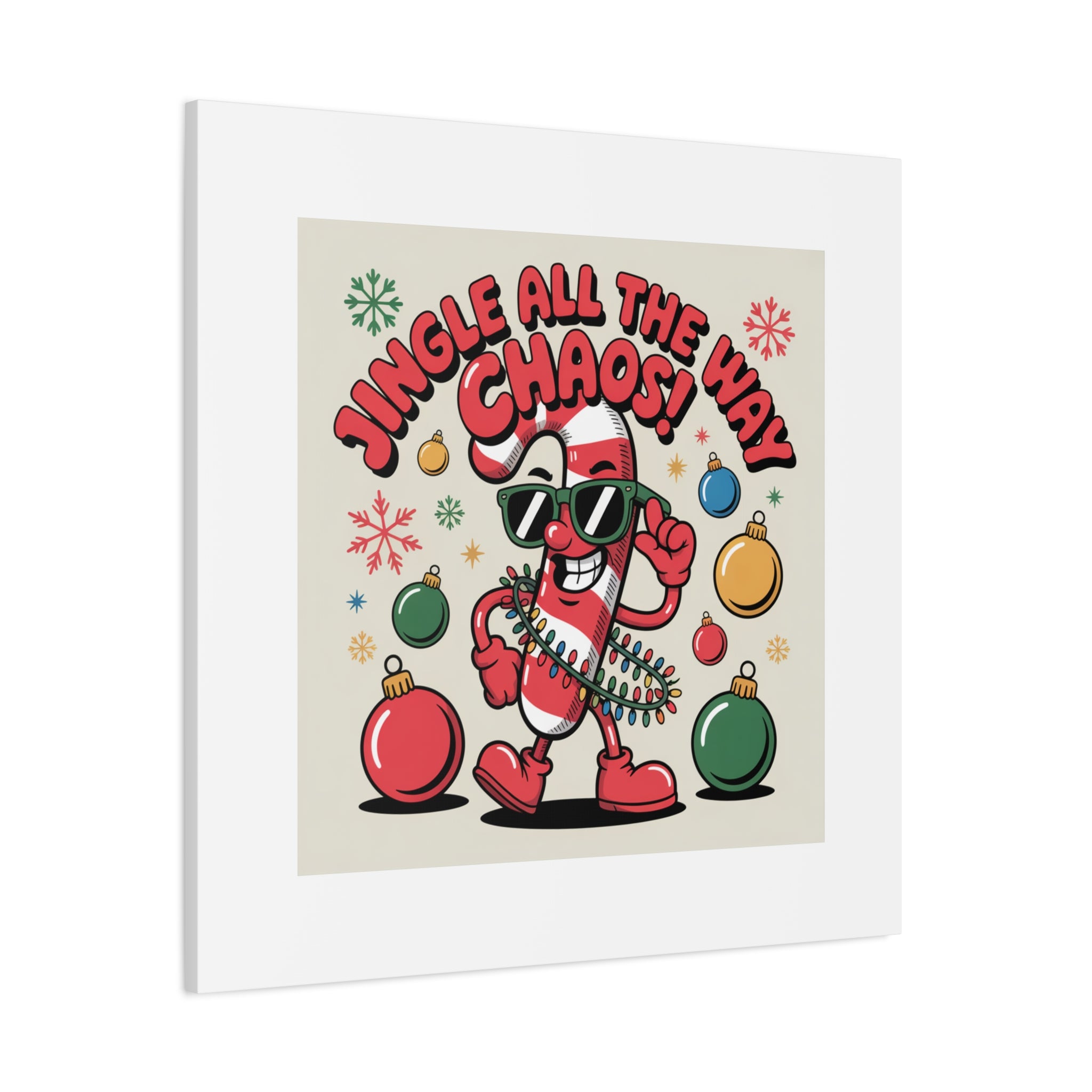 Jingle All The Way Chaos Candy Cane Canvas | ugly Christmas sweater, festive gag sweater