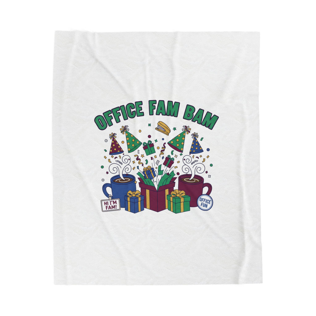 Office Fam Bam Velveteen Blanket | Secret Santa, Office Party Humor