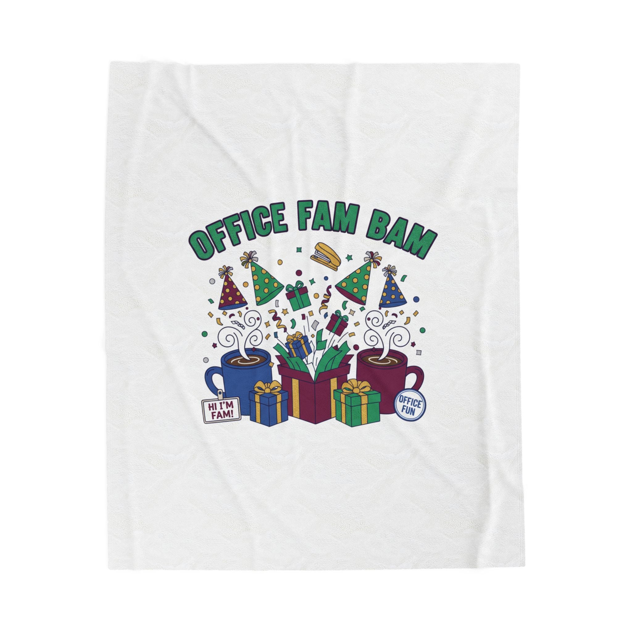 Office Fam Bam Velveteen Blanket | Secret Santa, Office Party Humor