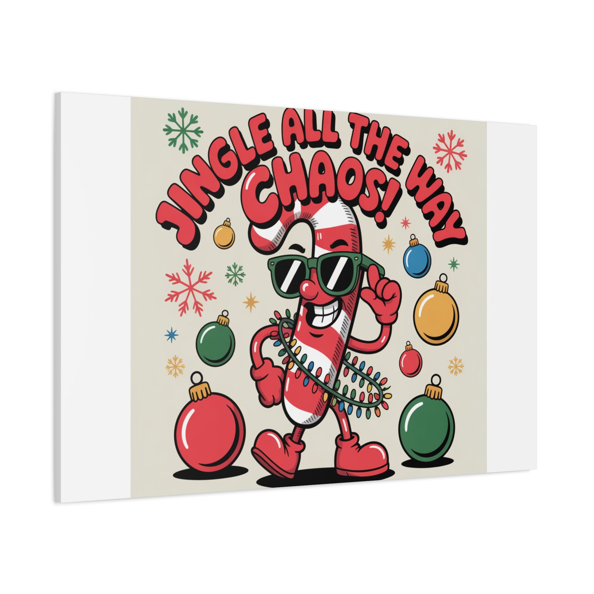 Jingle All The Way Chaos Candy Cane Canvas | ugly Christmas sweater, festive gag sweater