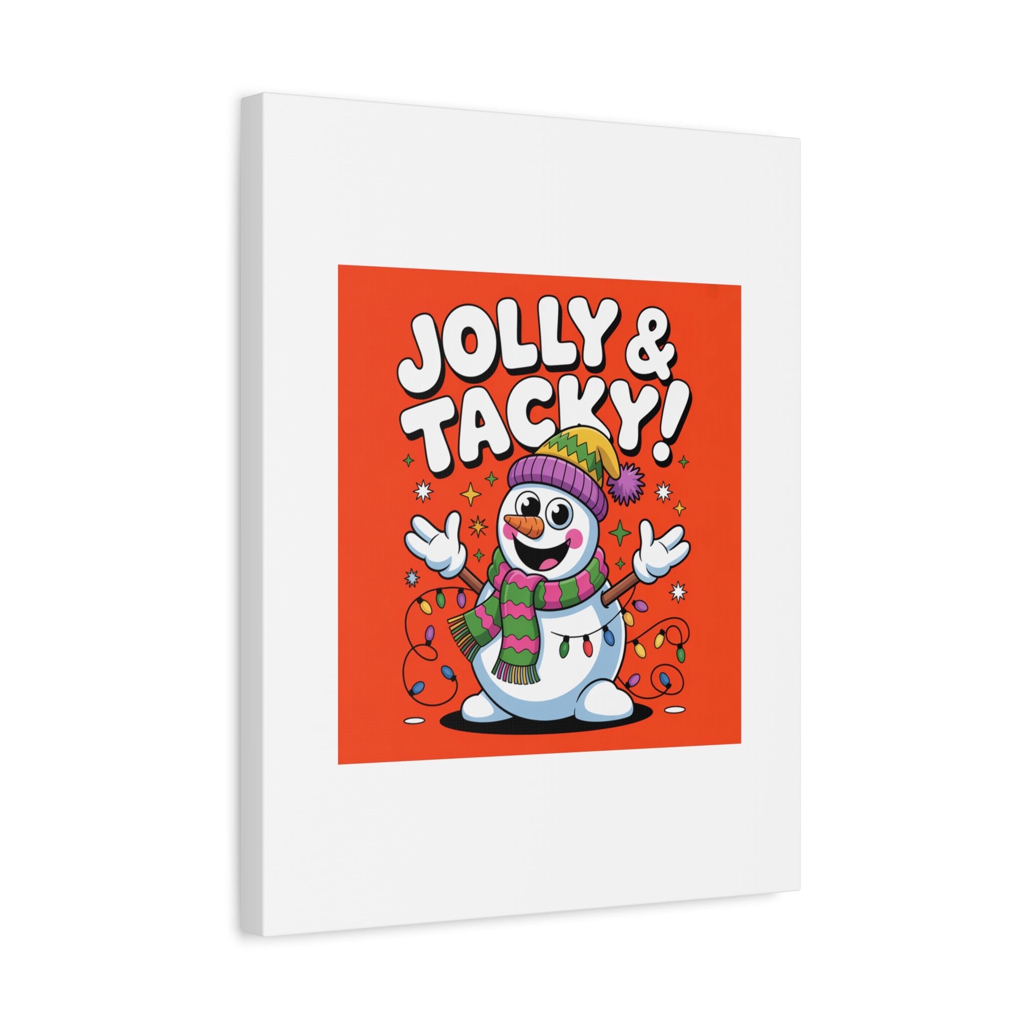 Jolly & Tacky Snowman Matte Canvas | ugly Christmas sweater novelty, festive gag