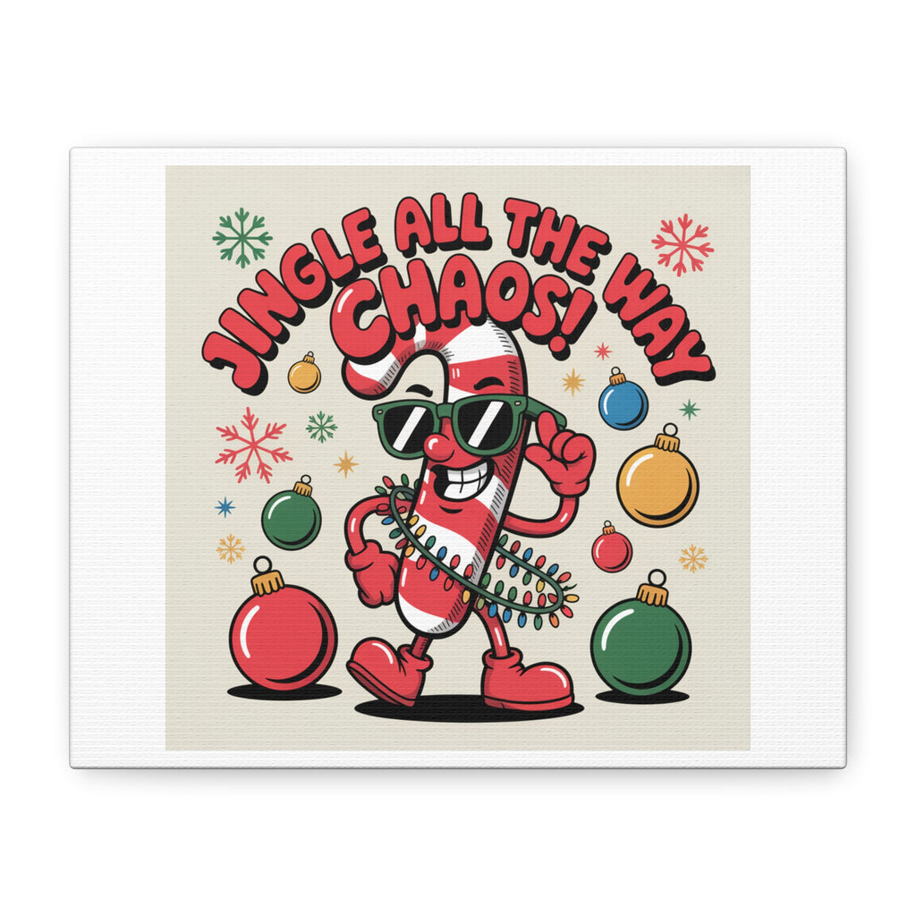 Jingle All The Way Chaos Candy Cane Canvas | ugly Christmas sweater, festive gag sweater