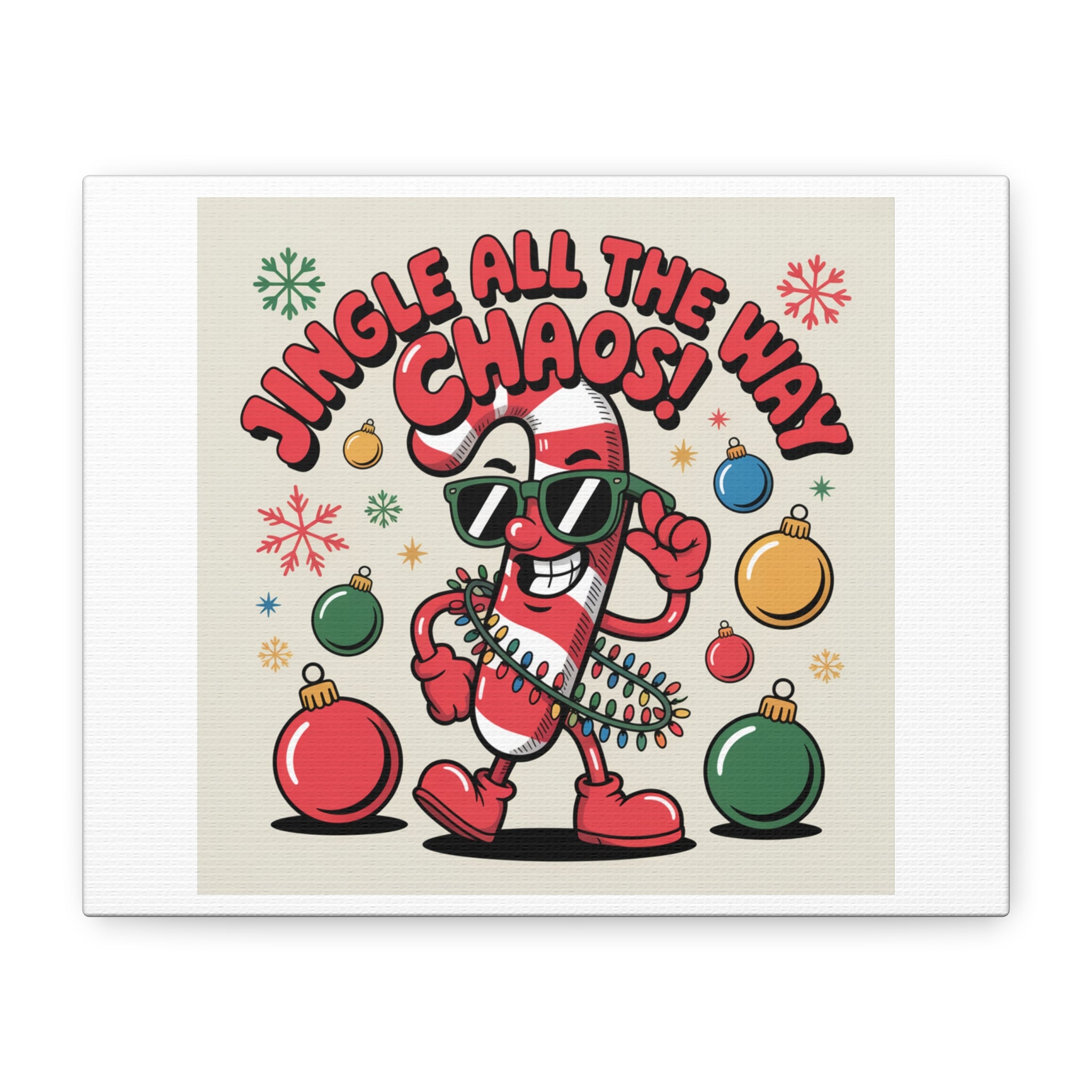 Jingle All The Way Chaos Candy Cane Canvas | ugly Christmas sweater, festive gag sweater