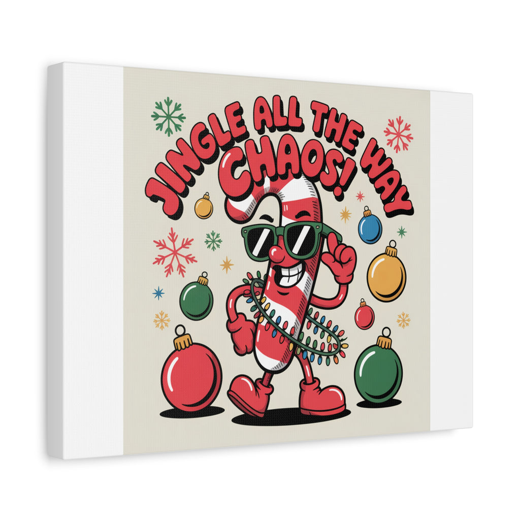 Jingle All The Way Chaos Candy Cane Canvas | ugly Christmas sweater, festive gag sweater