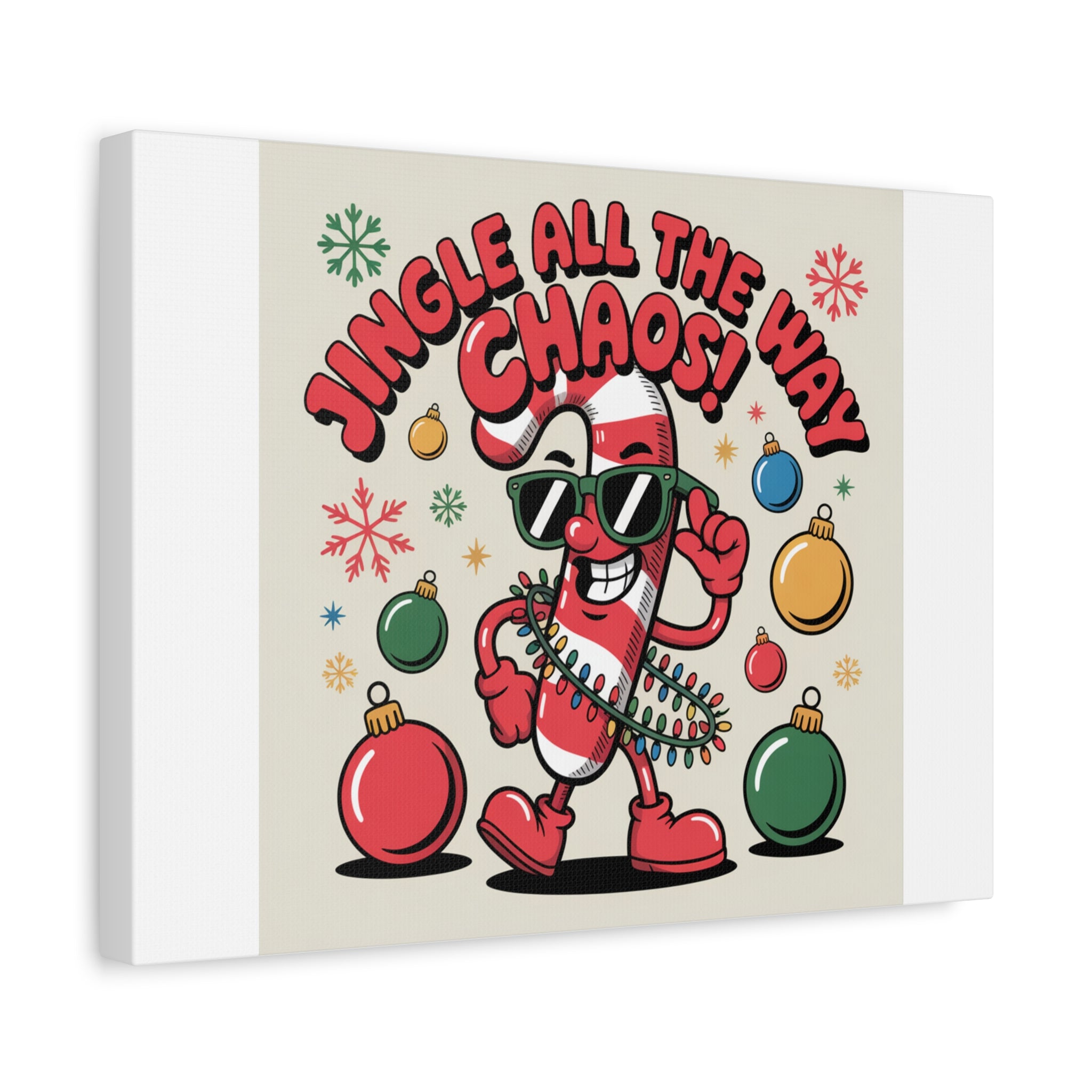 Jingle All The Way Chaos Candy Cane Canvas | ugly Christmas sweater, festive gag sweater
